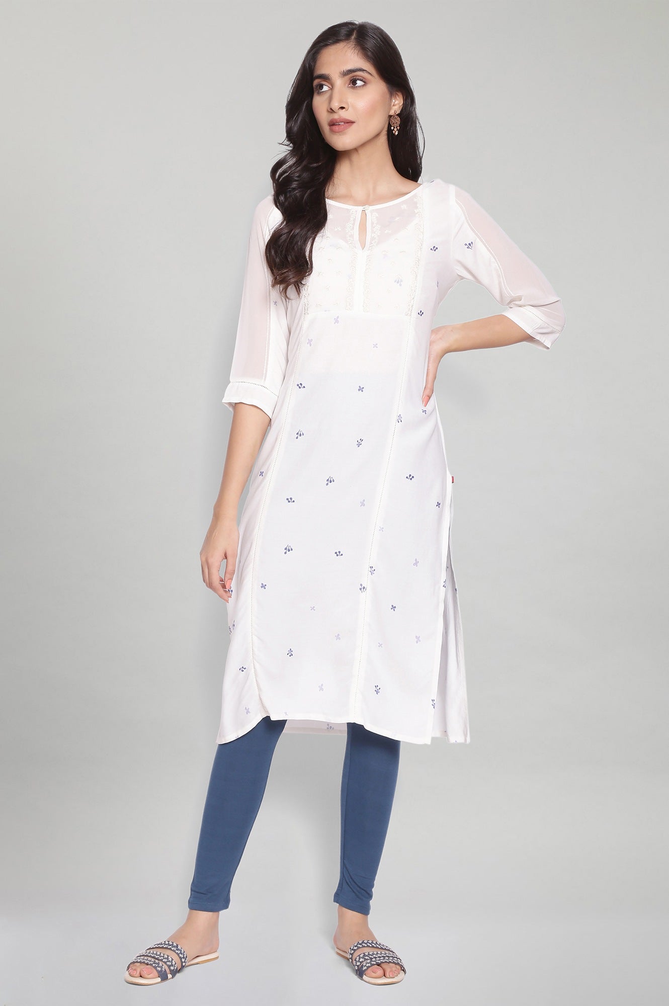 Dark Blue Solid Skinny Fit Tights With Elasticated Waistband