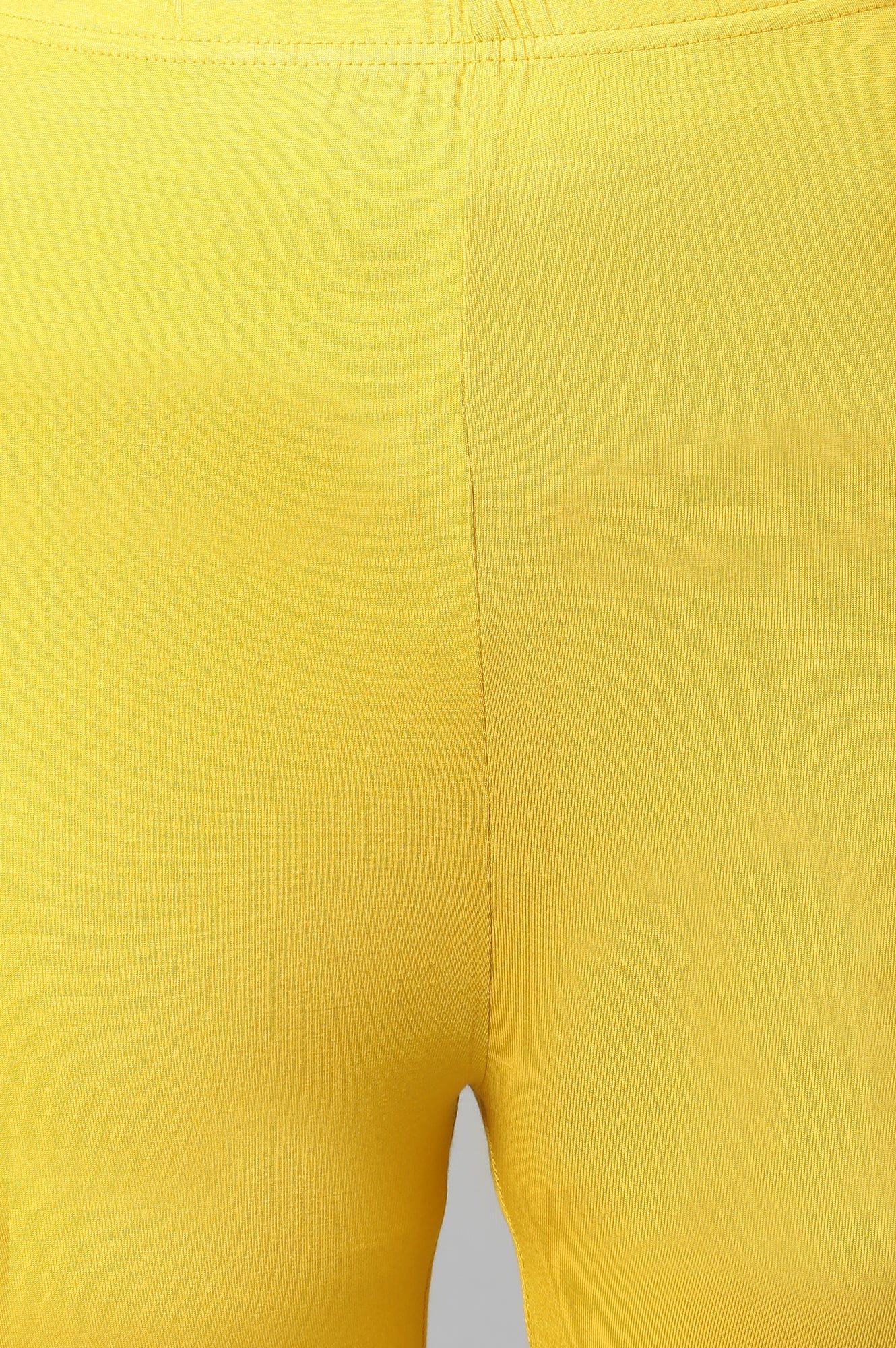 Yellow Solid Skinny Fit Tights With Elasticated Waist