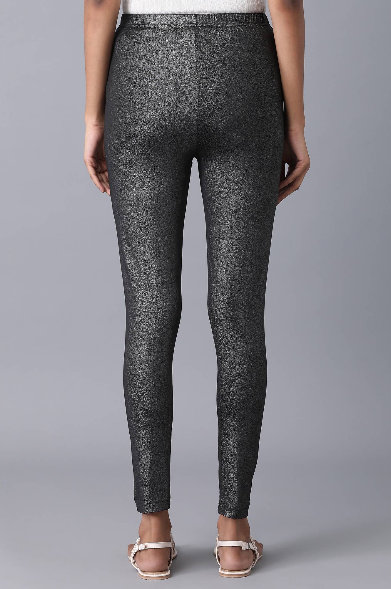 Black Solid Skinny Fit Tights With Elasticated Waistband