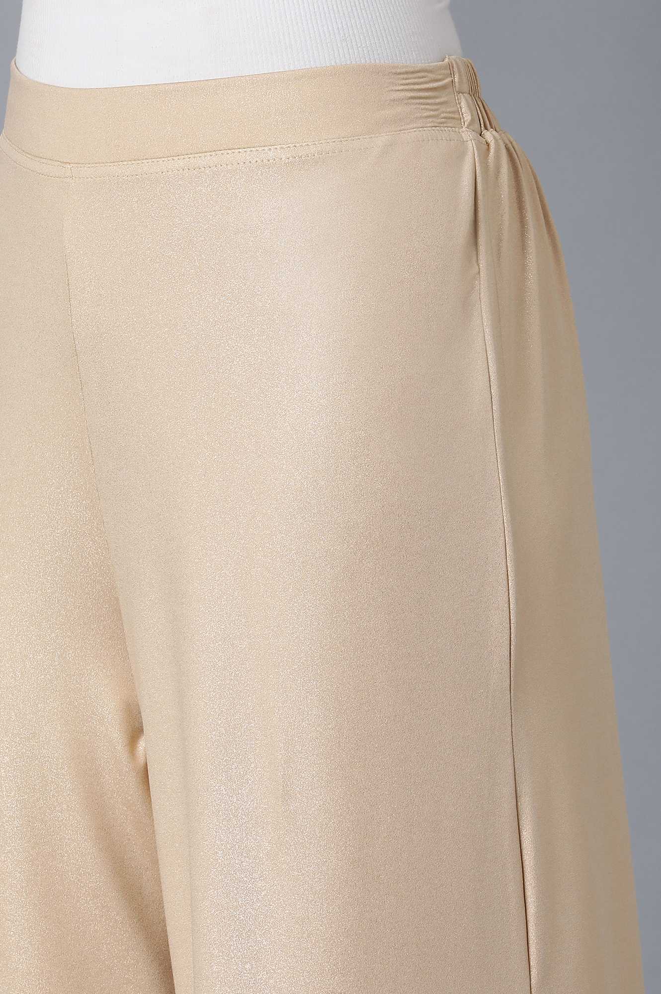 Rose Gold Solid Straight Fit Cotton Palazzo