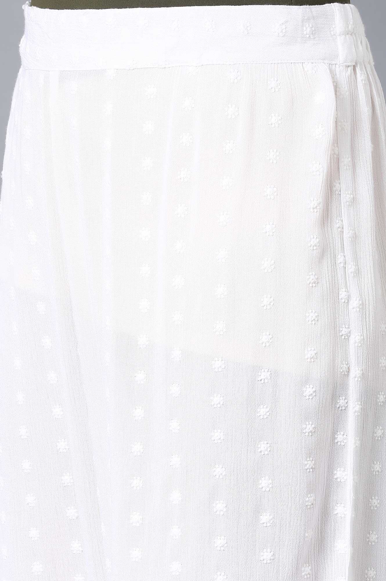 White Solid Flared Cotton Palazzo With Elasticated Waist