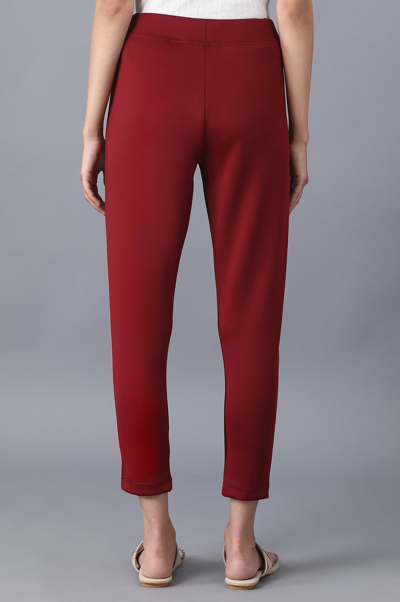 Brown Solid Skinny Fit Tights With Elasticated Waistband