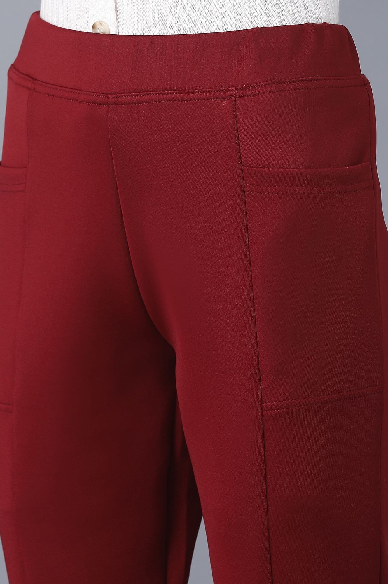 Brown Solid Skinny Fit Tights With Elasticated Waistband