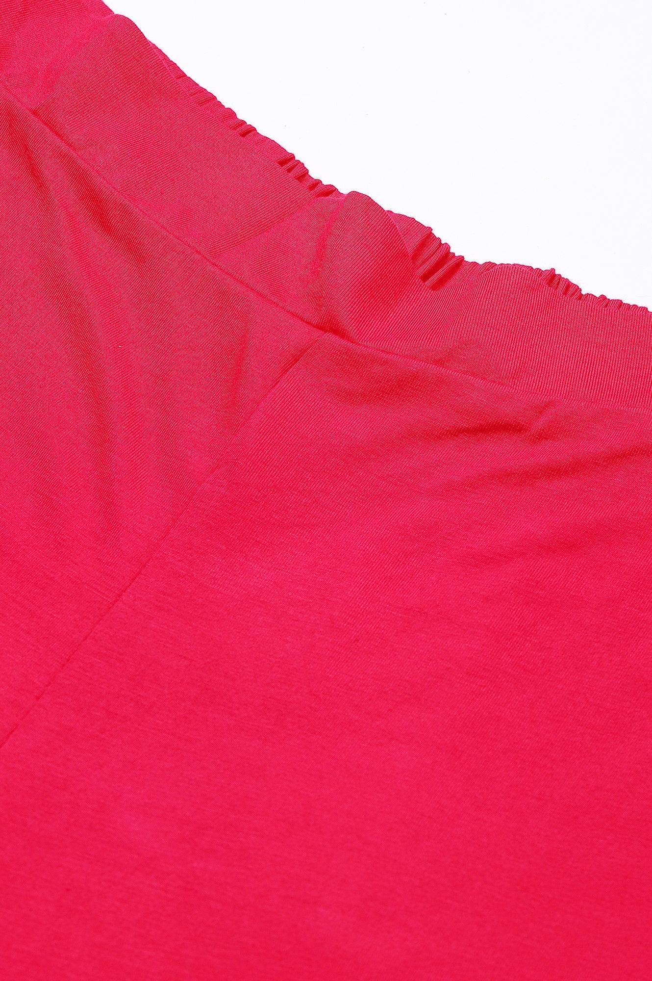 Pink Solid Flared Palazzo With Elasticated Waist