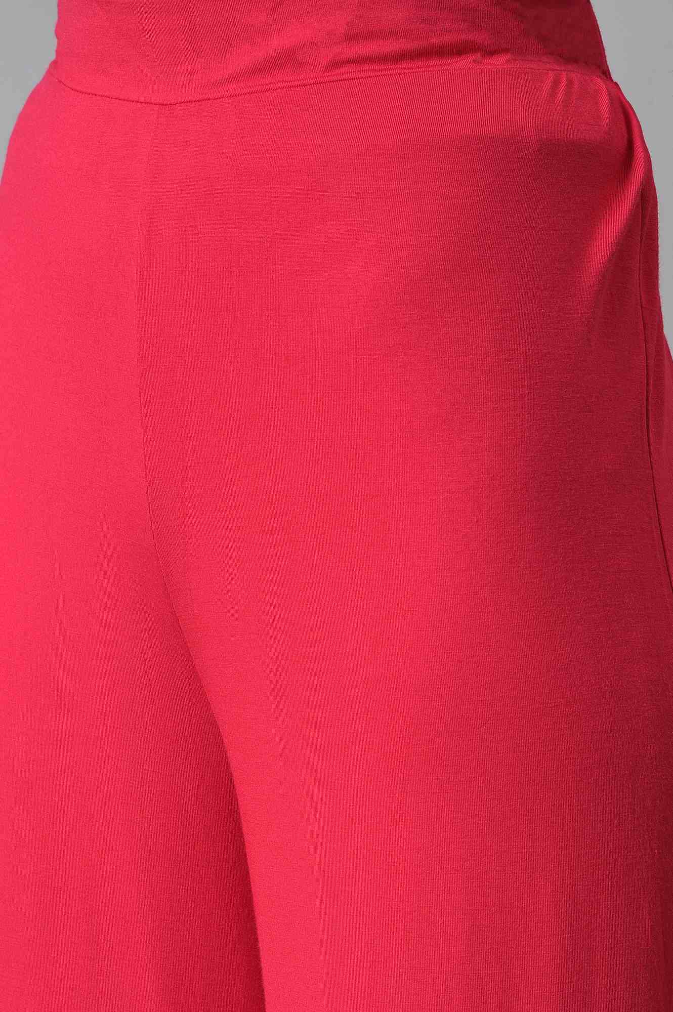 Pink Solid Straight Fit Palazzo With Elasticated Waist