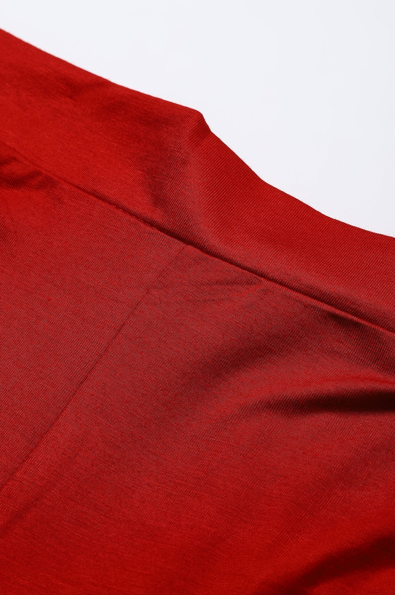 Red Solid Straight Fit Palazzo With Elasticated Waist