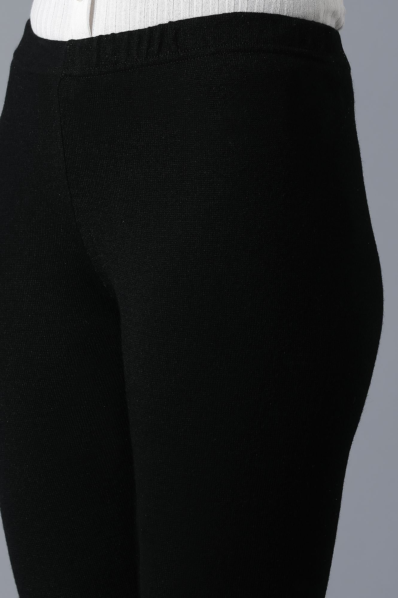 Black Pointelle Skinny Fit Tights With Elasticated Waist