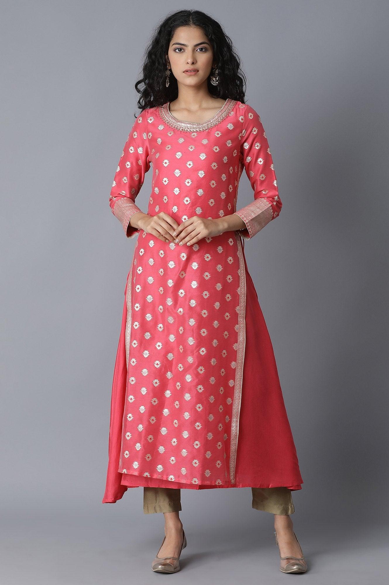 Coral Jacquard kurta - wforwoman