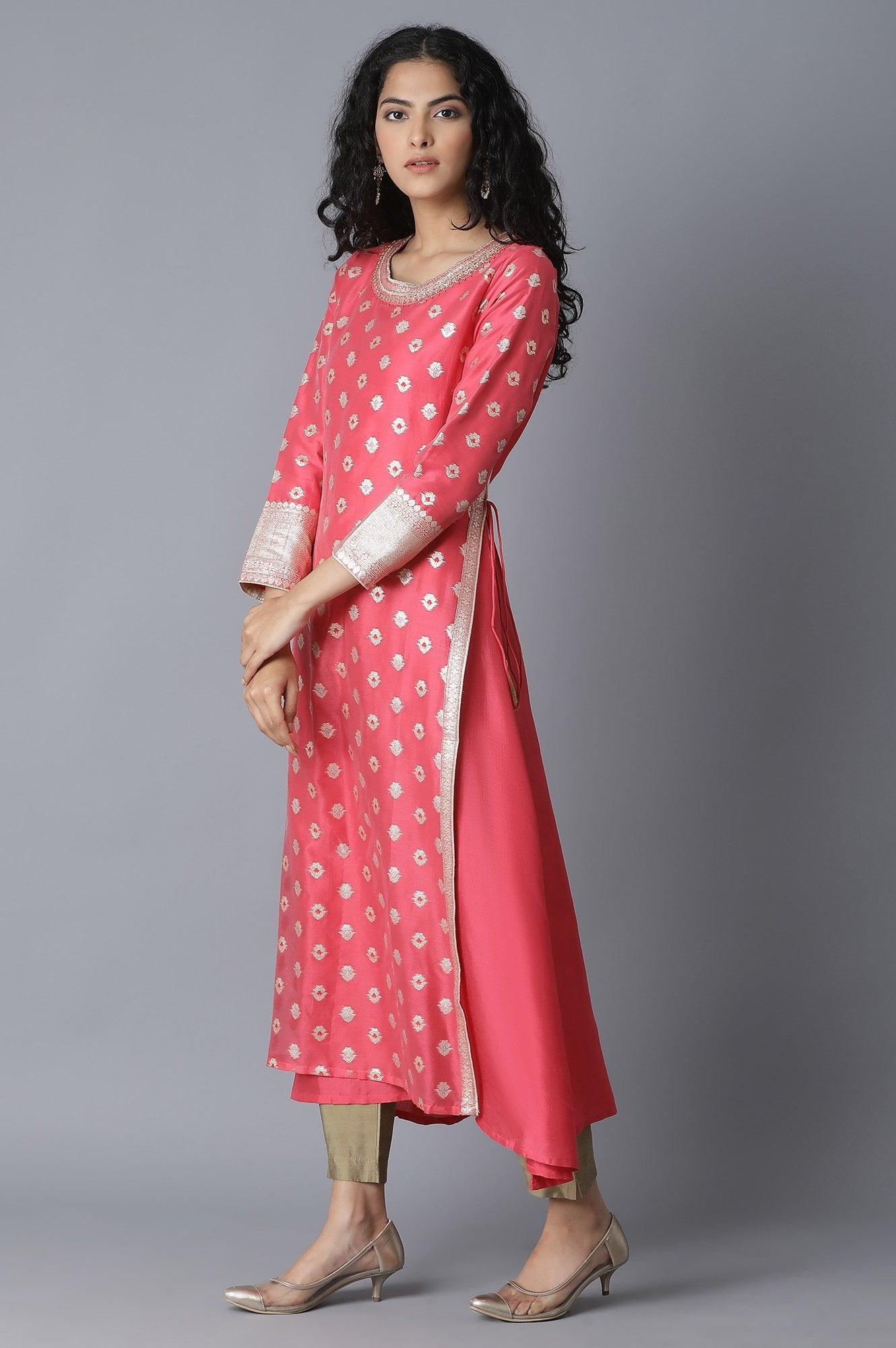 Coral Jacquard kurta - wforwoman