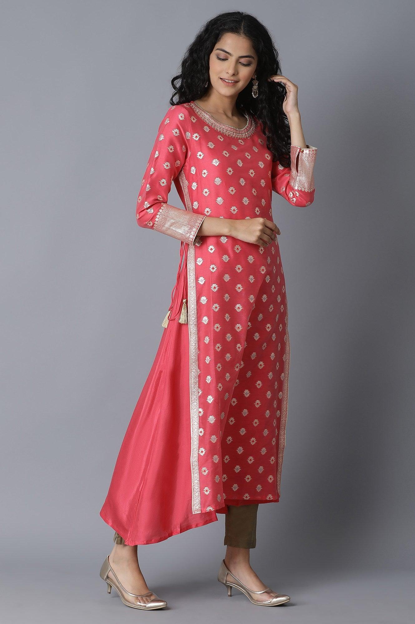 Coral Jacquard kurta - wforwoman