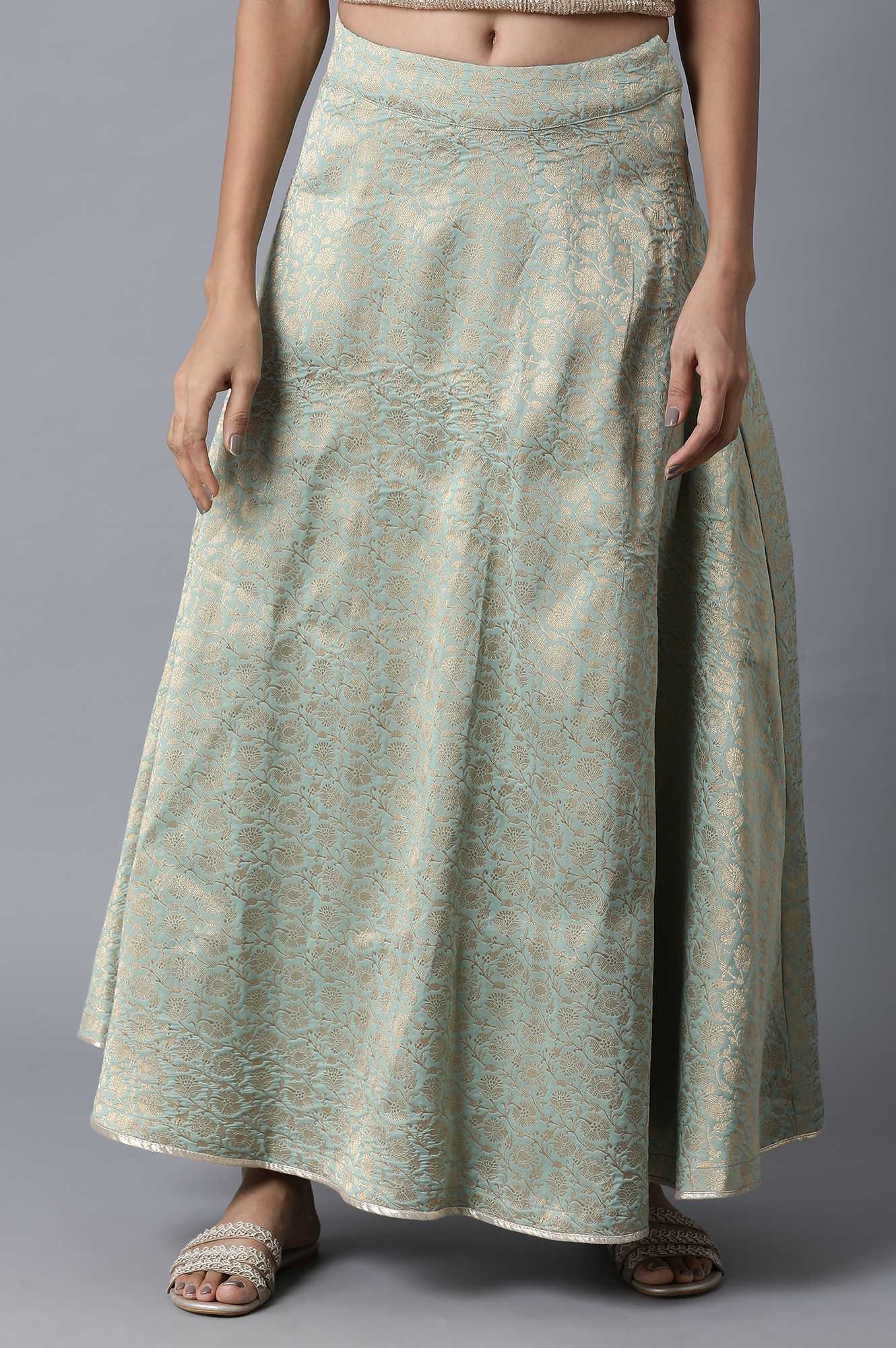 Buy Mint Jacquard Skirt Online for Woman | WforWoman