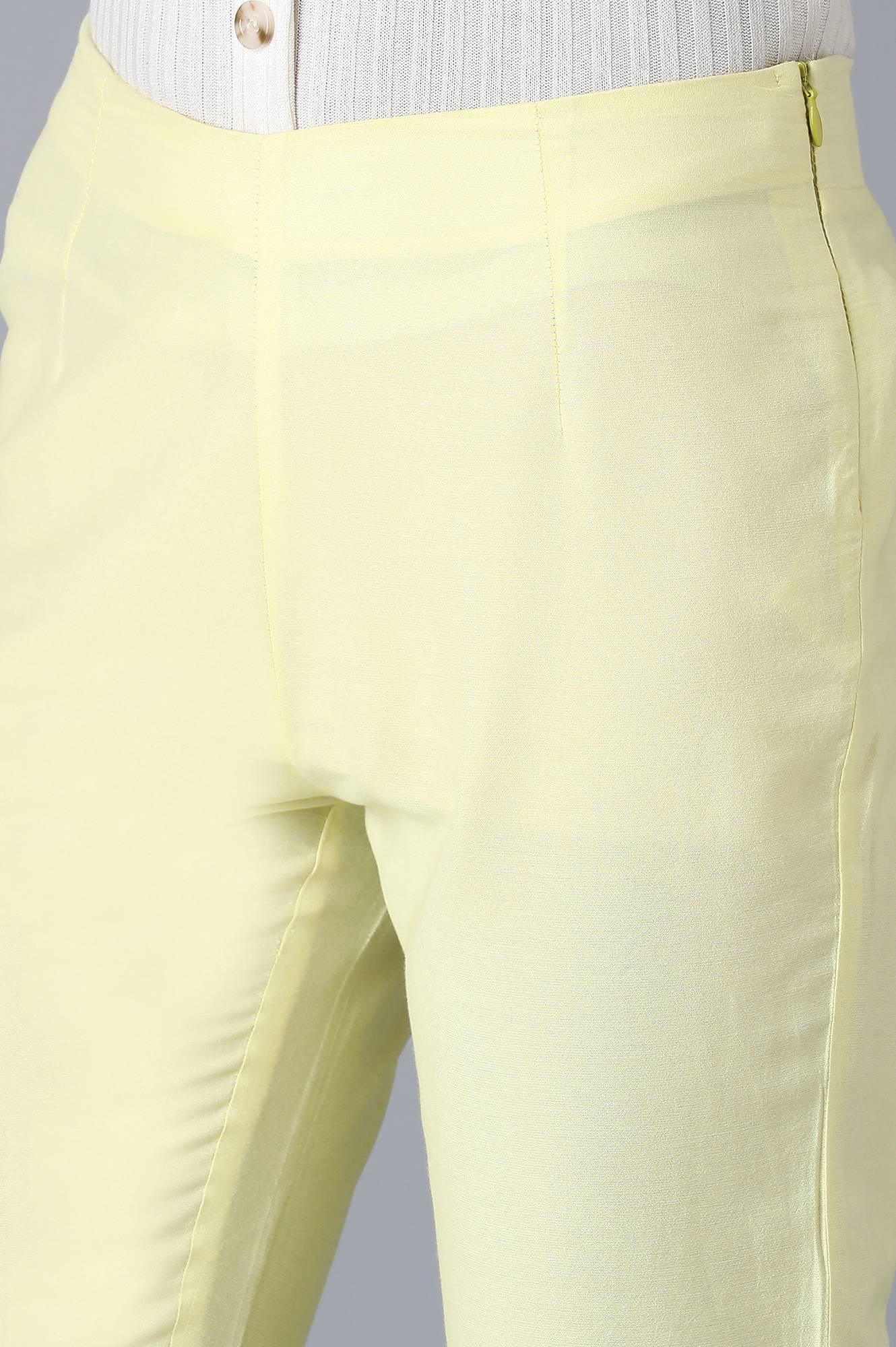 Pale Yellow Slim Pants - wforwoman