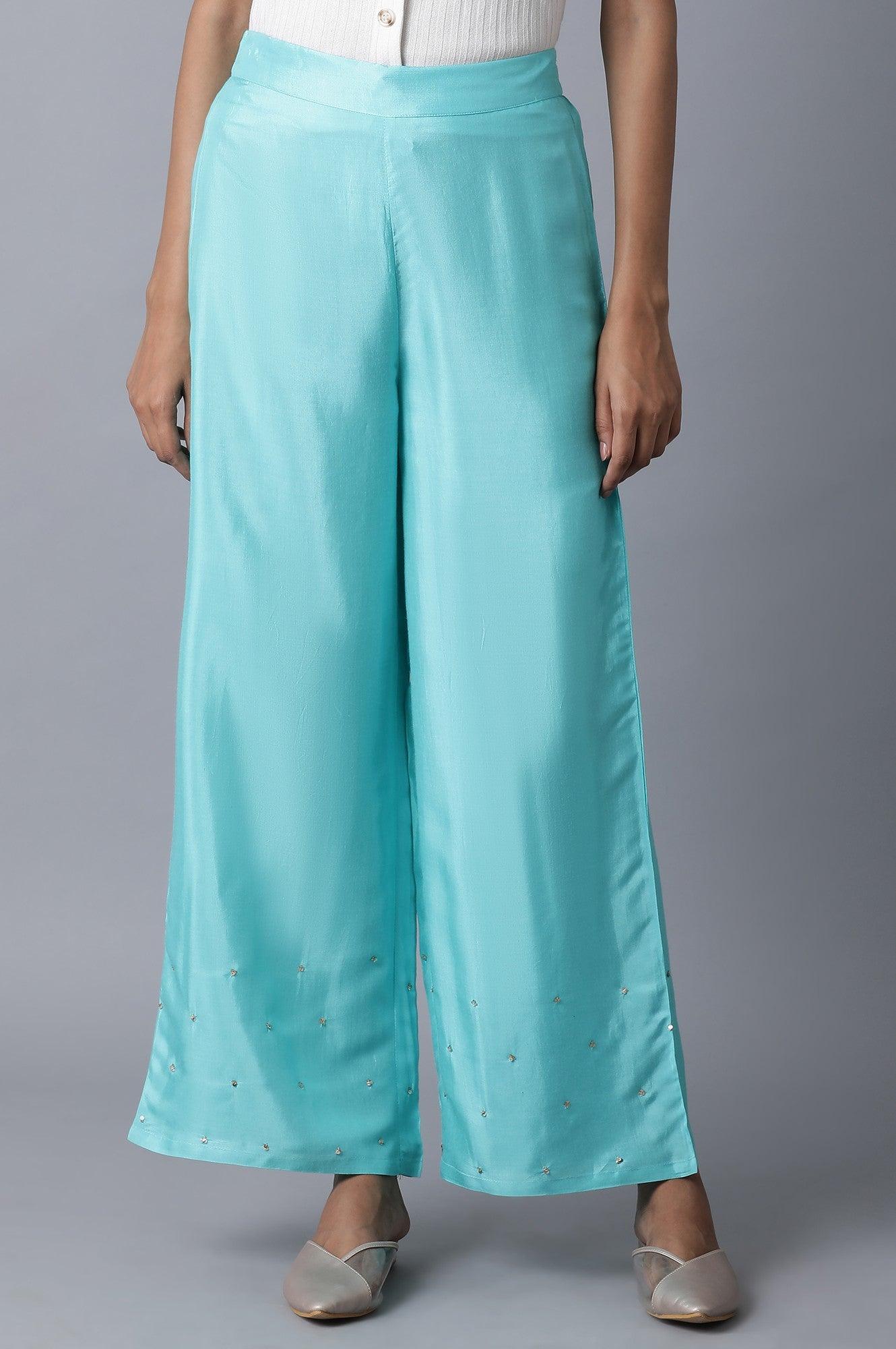 Turquoise Parallel Pants - wforwoman