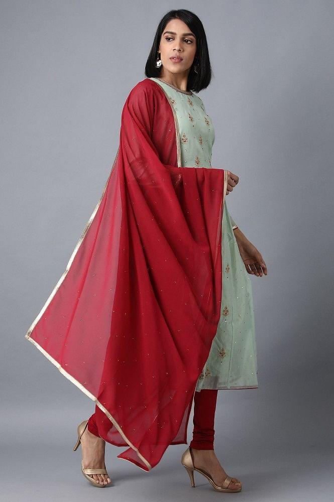 Green Round Neck kurta Set - wforwoman