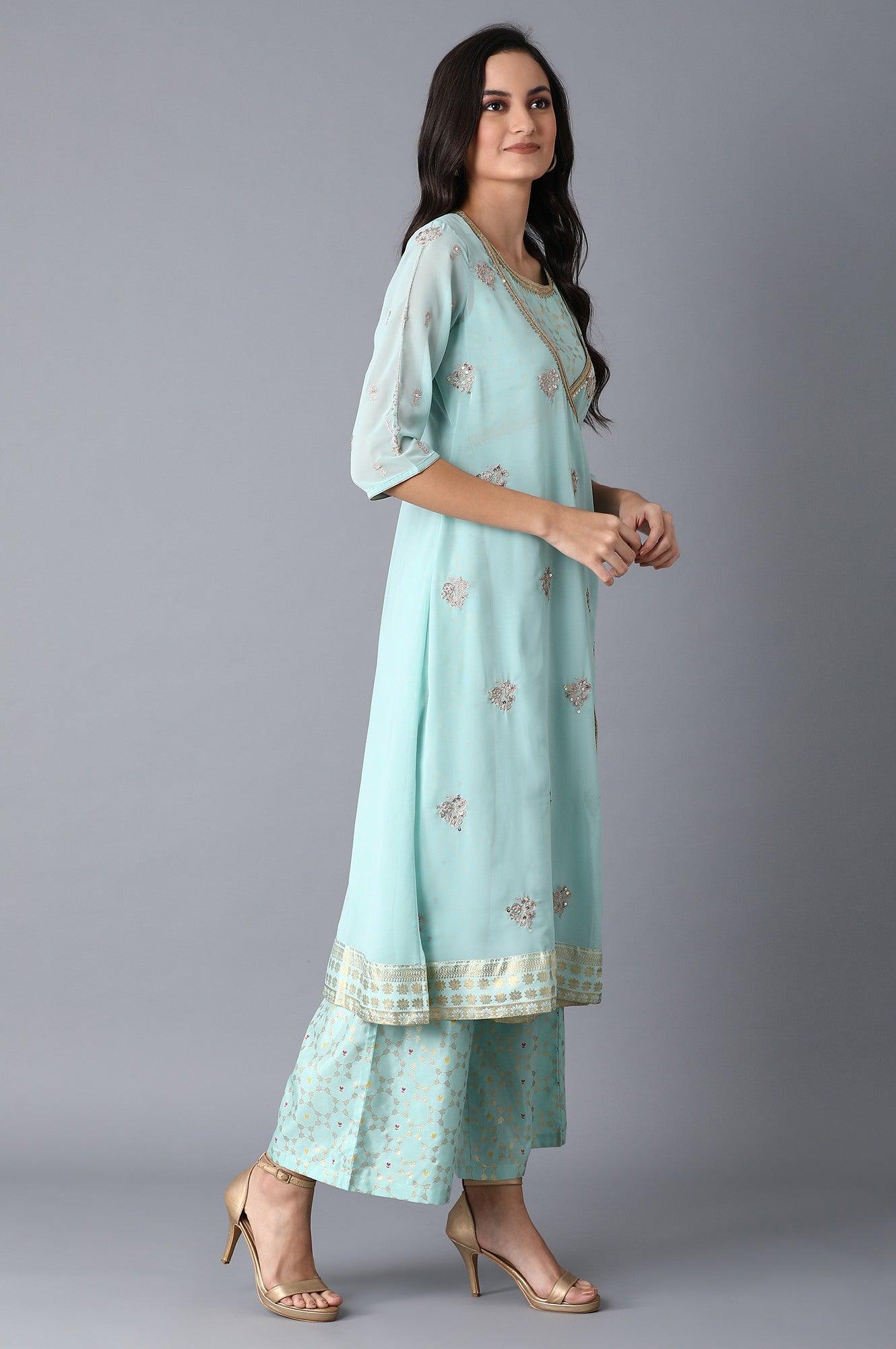 Mint Green Crop Top-Gillet-Pants Set - wforwoman