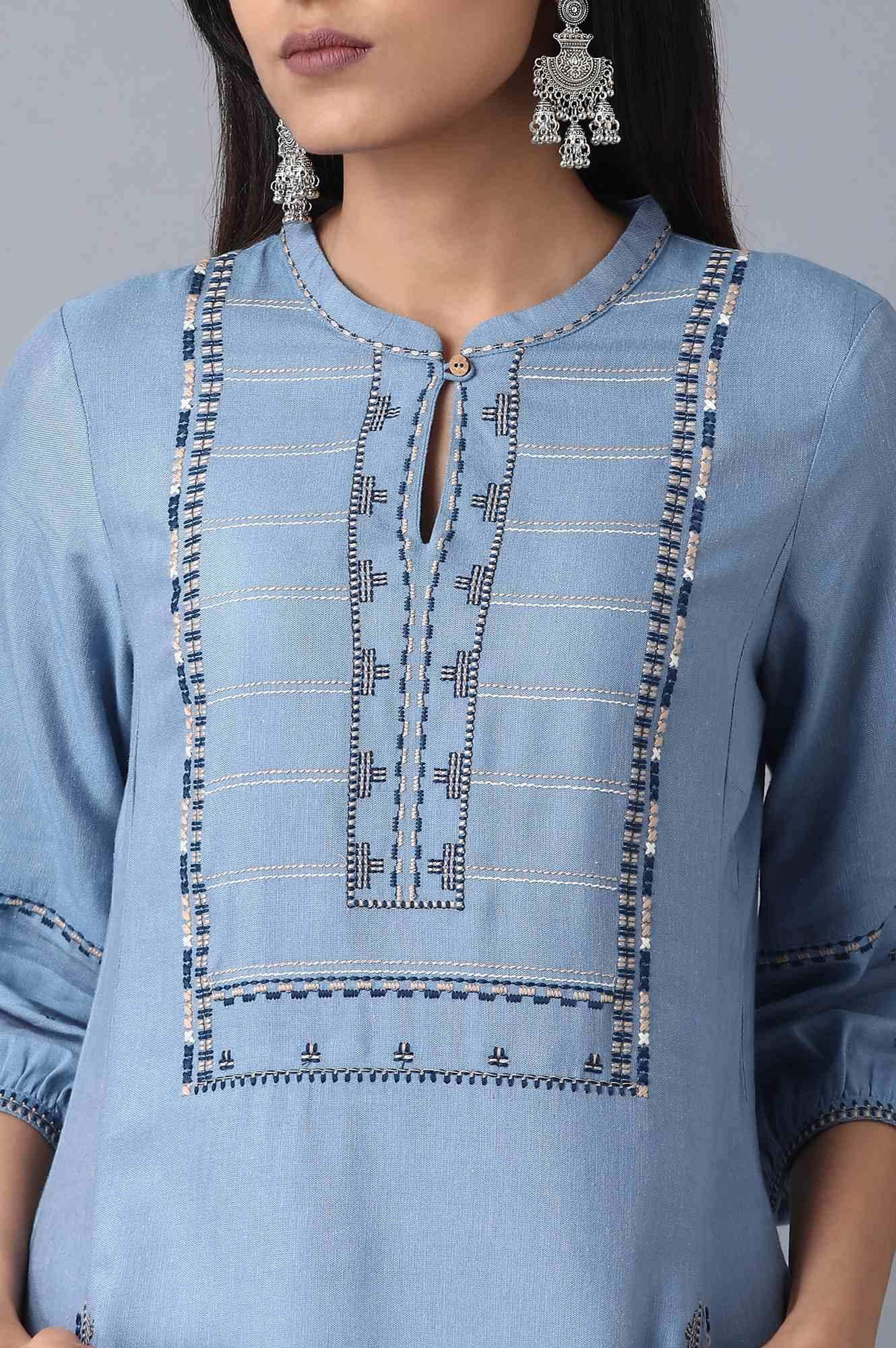 Denim Blue A-Line kurta - wforwoman