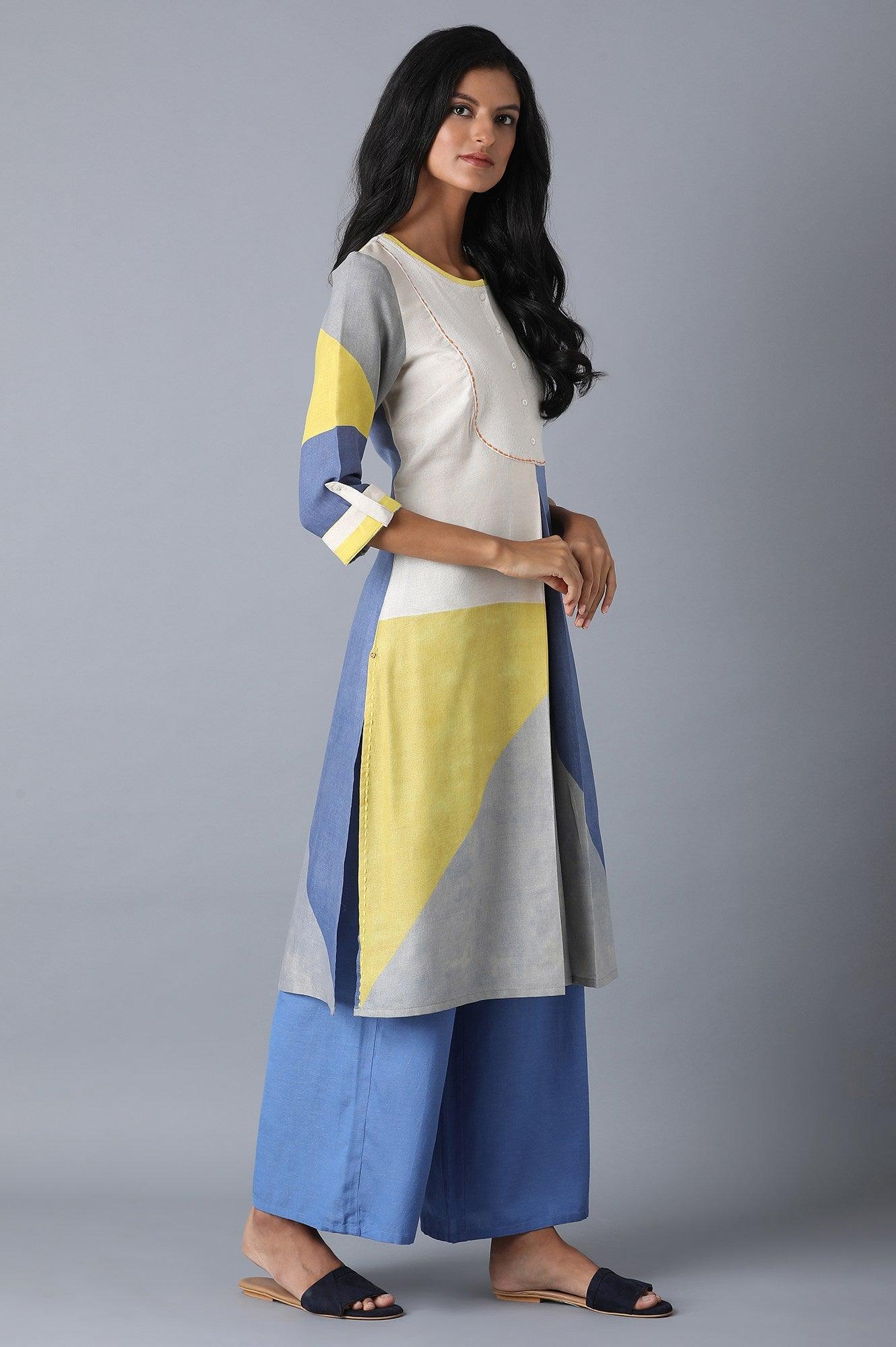 Ecru Abstract Print kurta - wforwoman