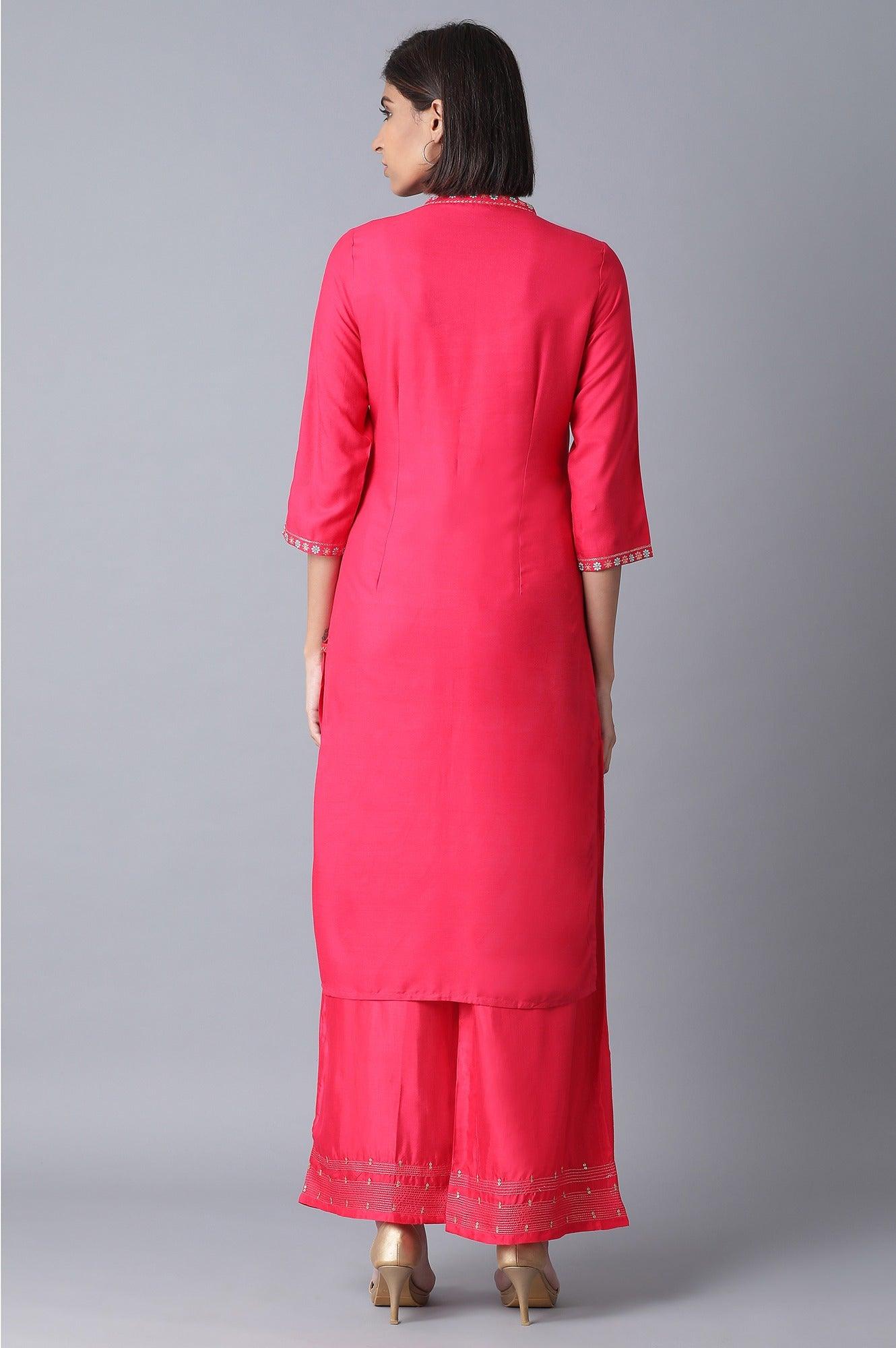 Signature Fuchsia Pink Straight kurta - wforwoman