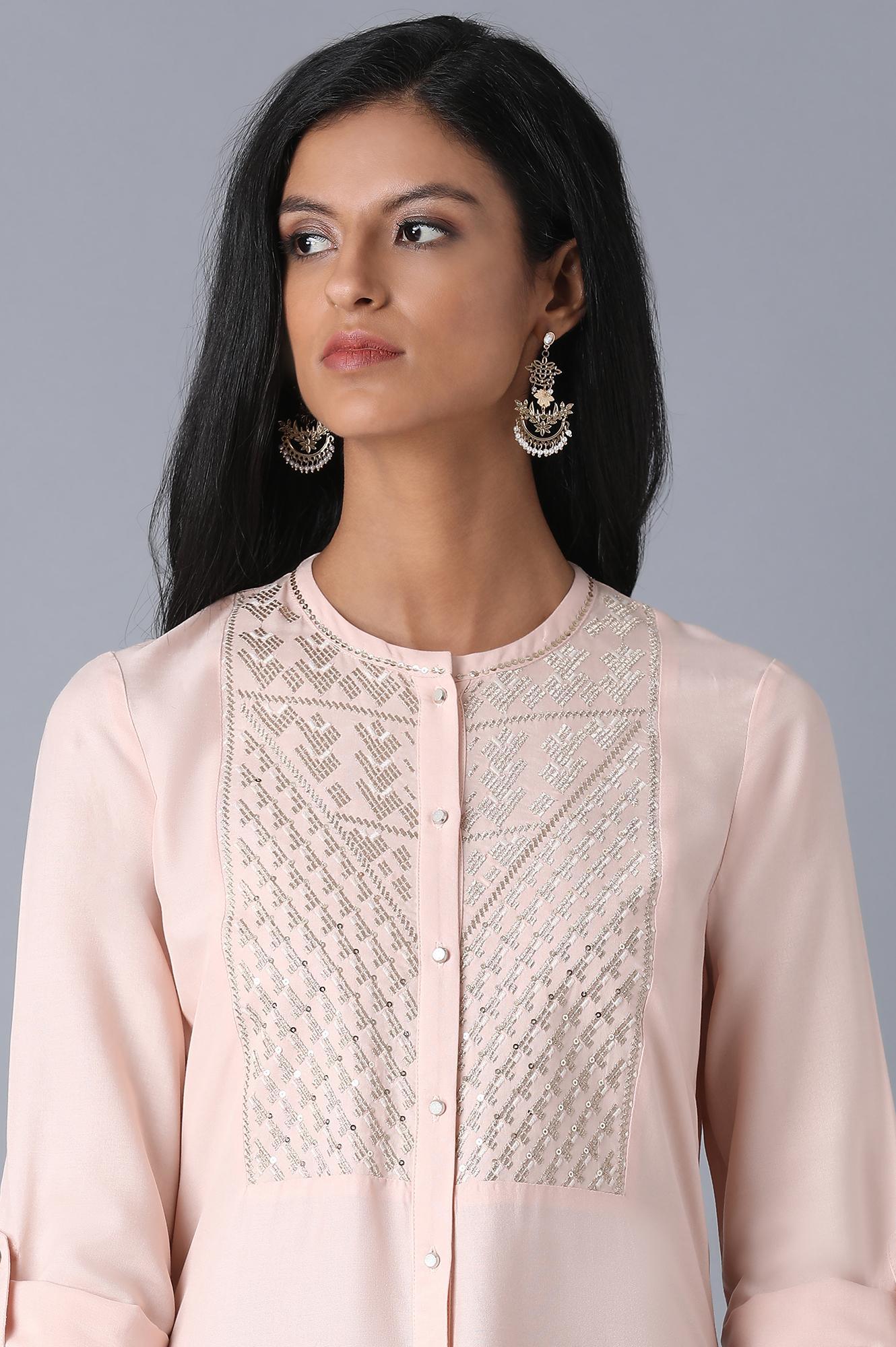 Peach Embroidery kurta - wforwoman