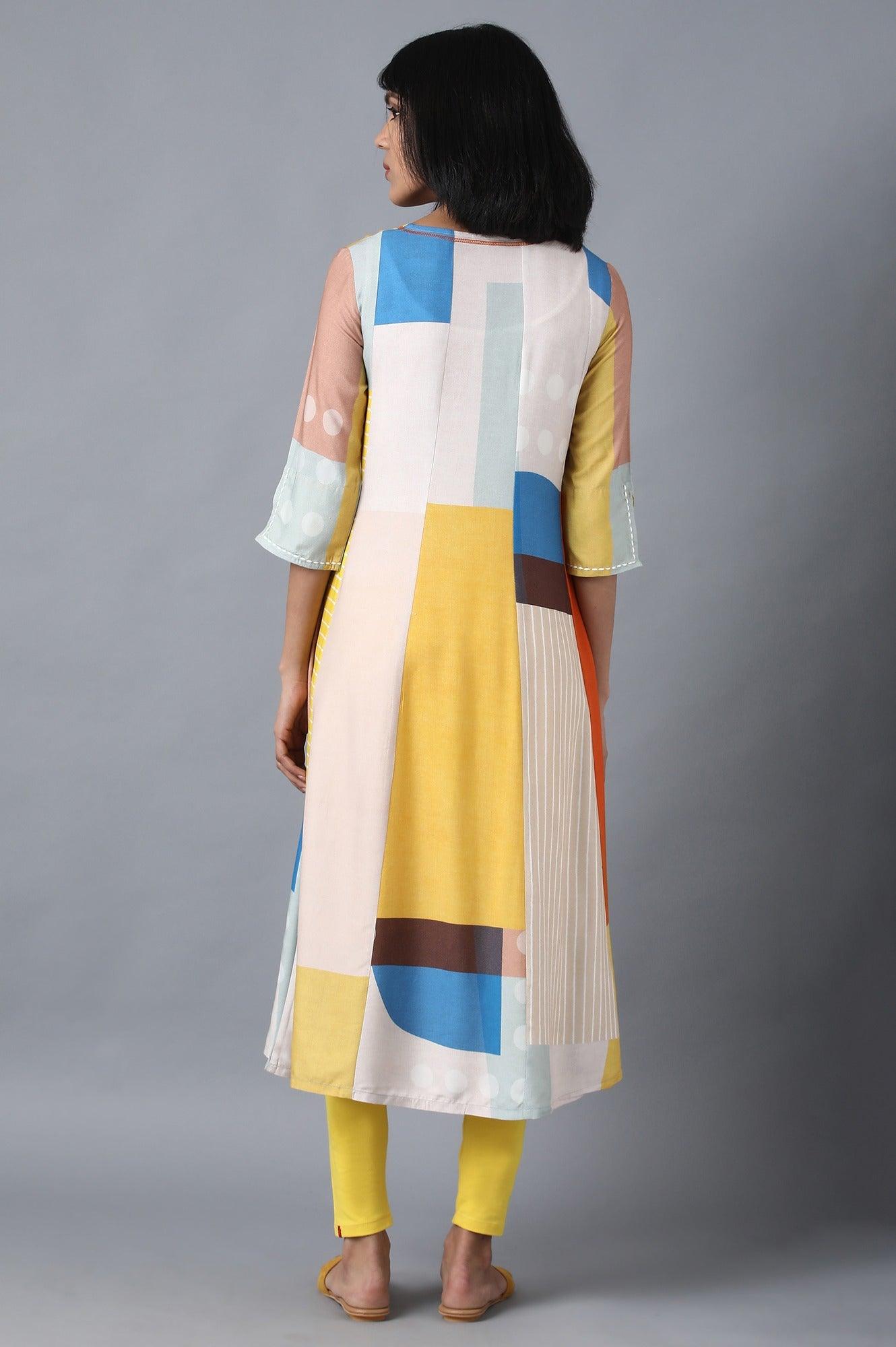 Multicoloured V-Neck Livaeco Dress - wforwoman