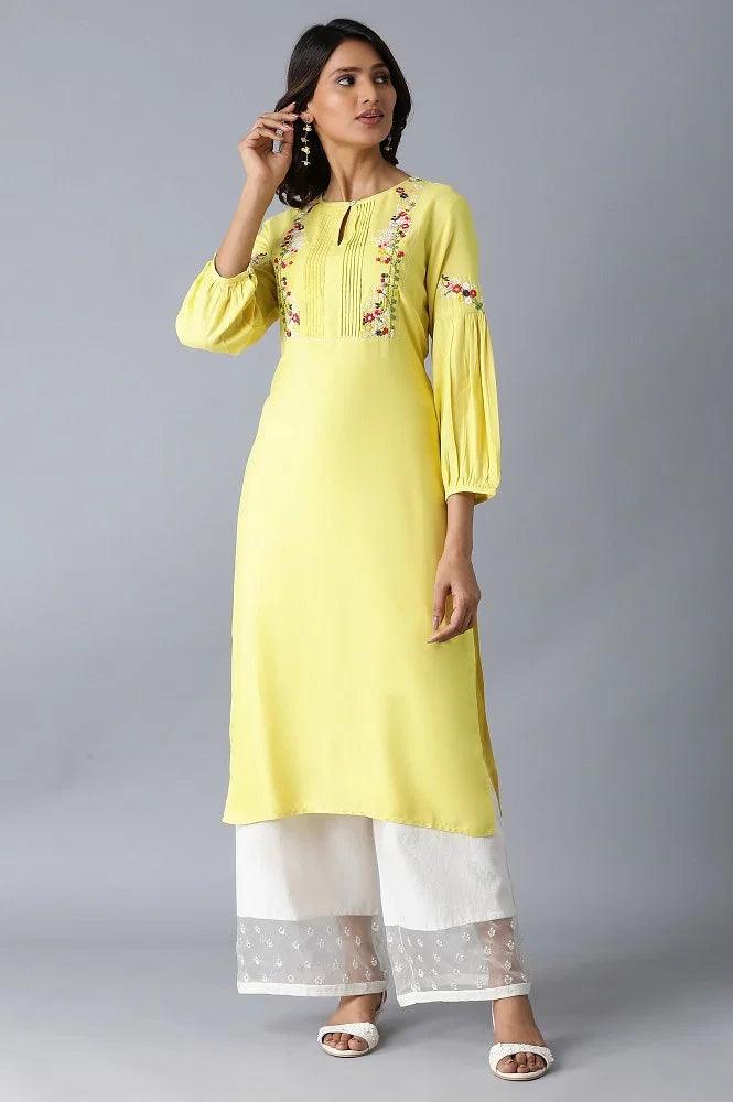 Yellow Straight kurta - wforwoman