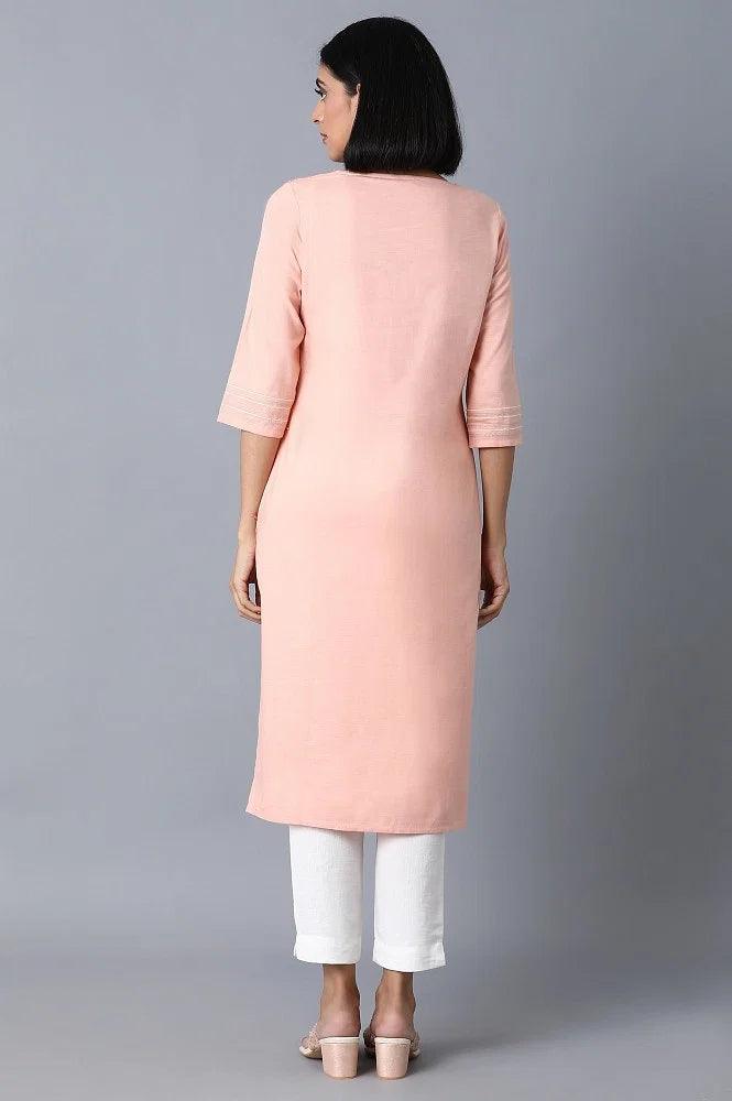 Blush Pink Khadi kurta - wforwoman