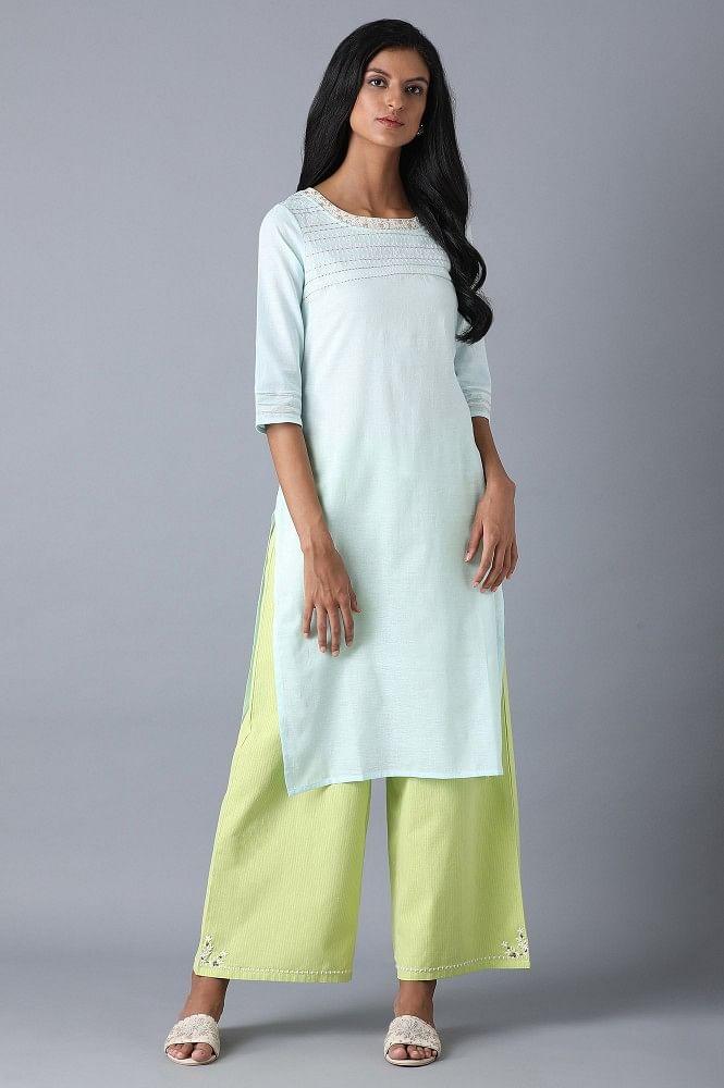 Sky Blue Khadi kurta - wforwoman