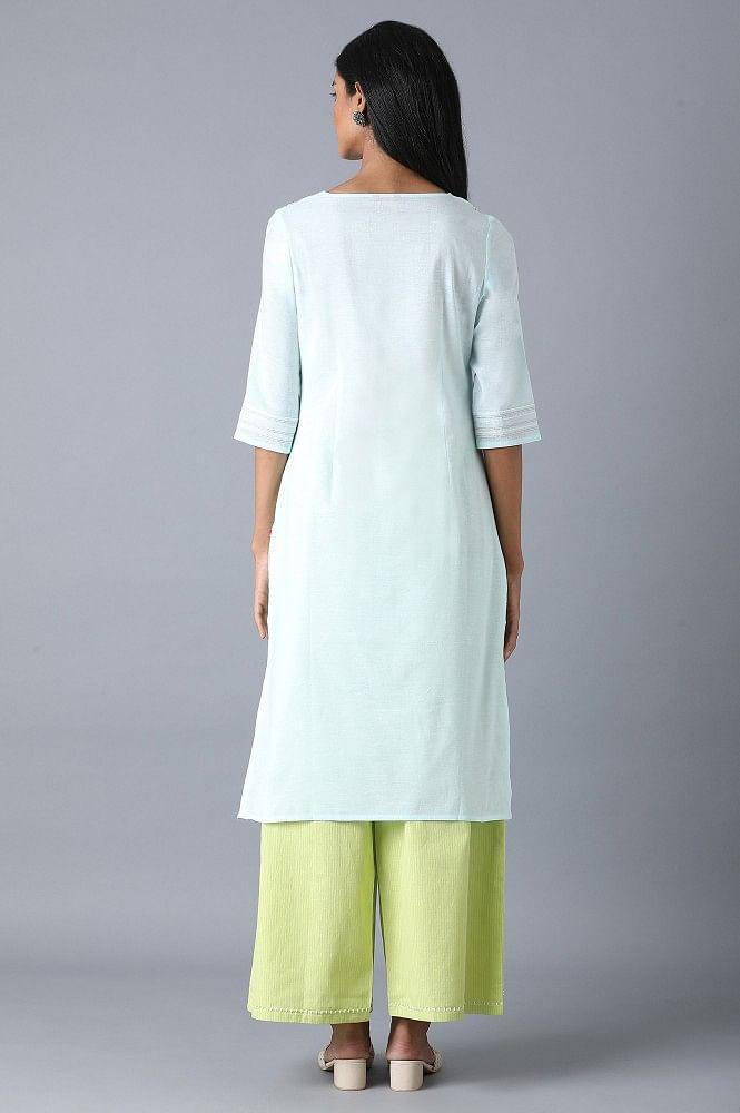 Sky Blue Khadi kurta - wforwoman
