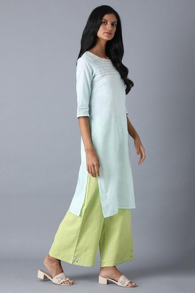 Sky Blue Khadi kurta - wforwoman
