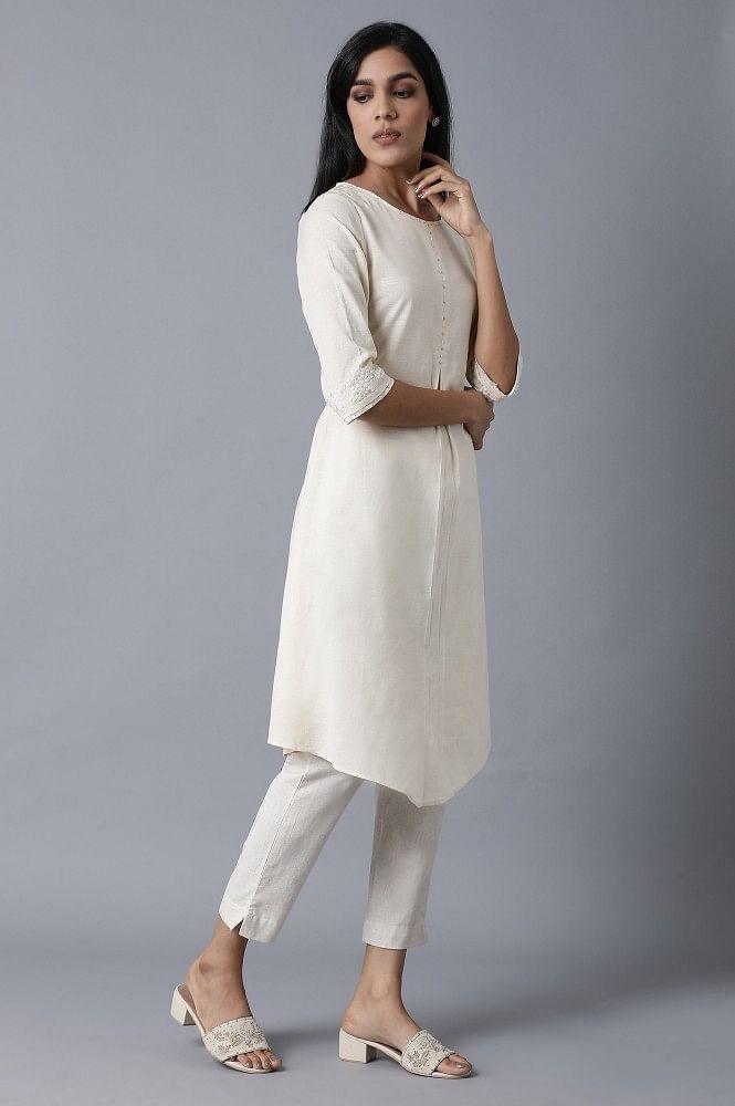 Ecru Khadi kurta - wforwoman