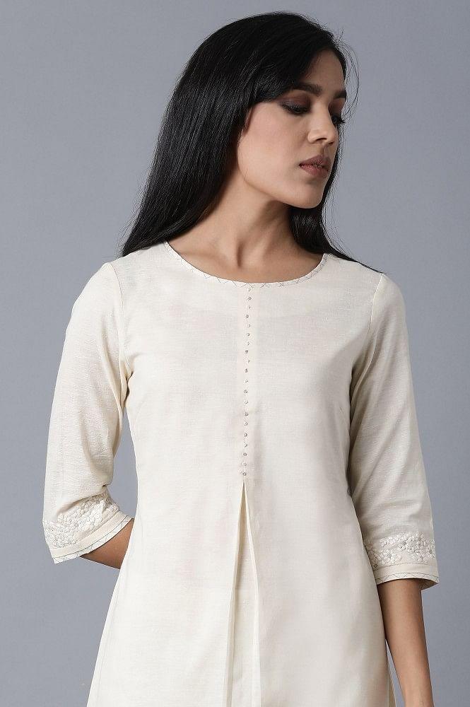 Ecru Khadi kurta - wforwoman