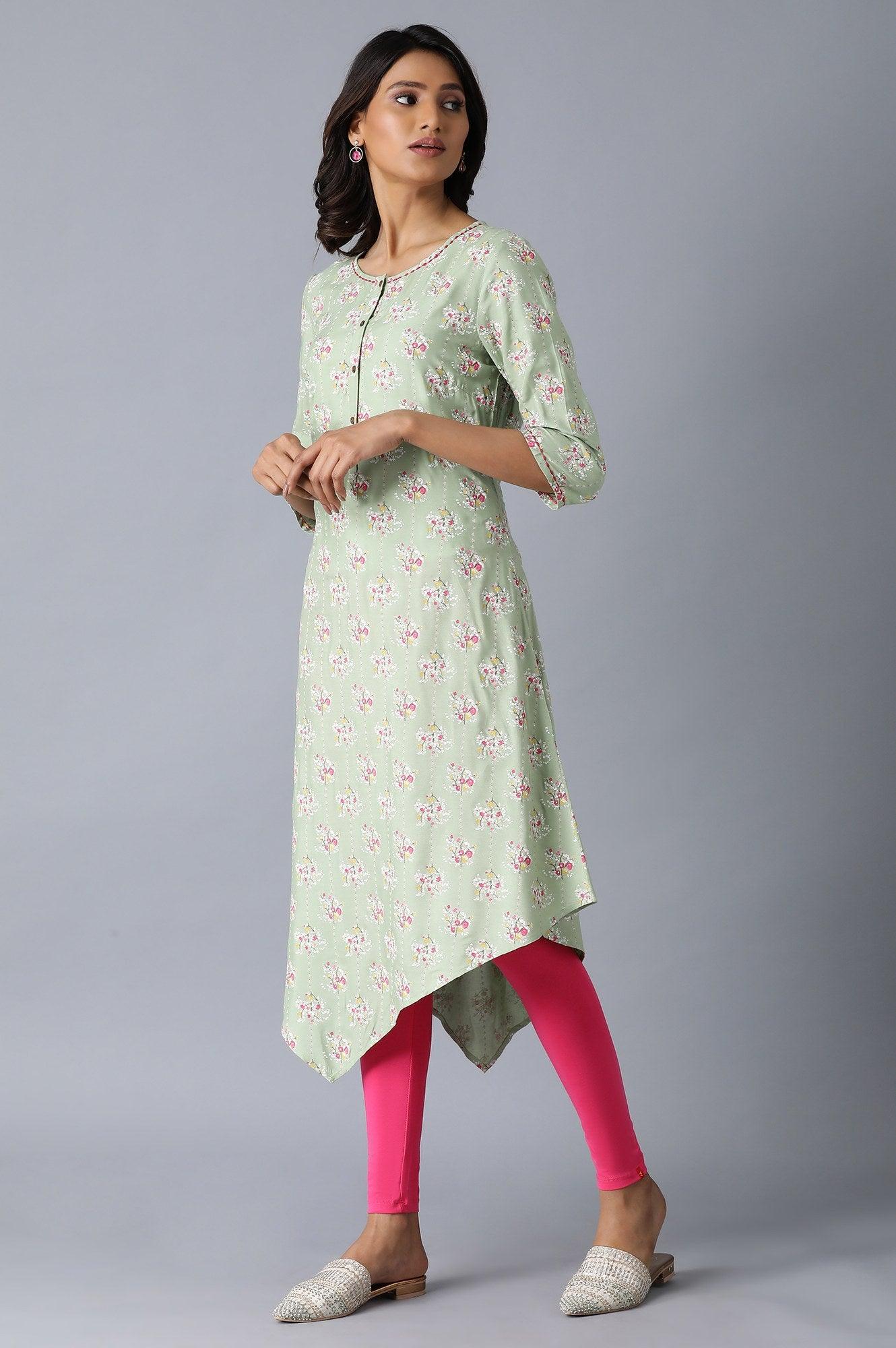Light Green Printed kurta - wforwoman