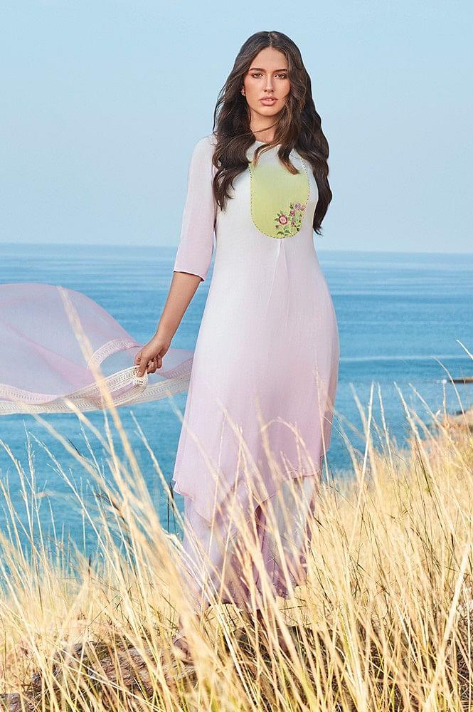 Bubblegum Pink Asymetric kurta - wforwoman