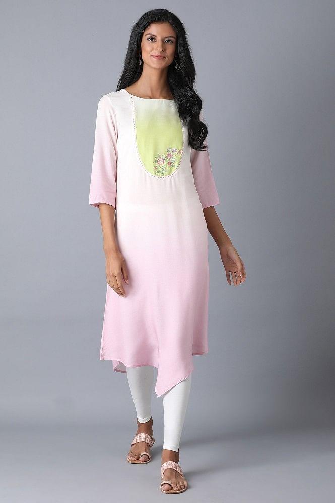 Bubblegum Pink Asymetric kurta - wforwoman