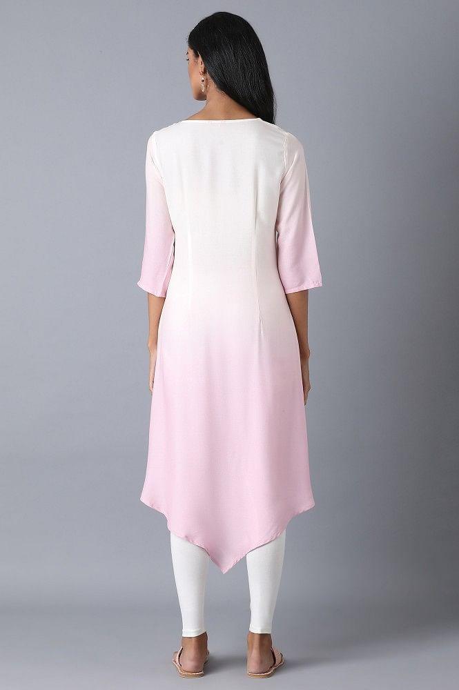 Bubblegum Pink Asymetric kurta - wforwoman