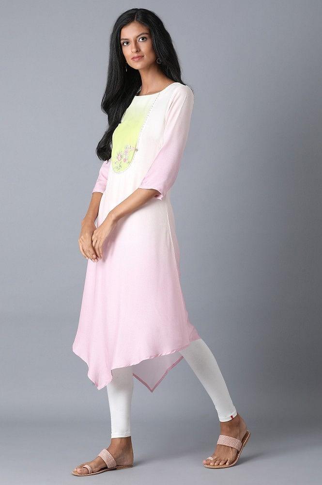 Bubblegum Pink Asymetric kurta - wforwoman