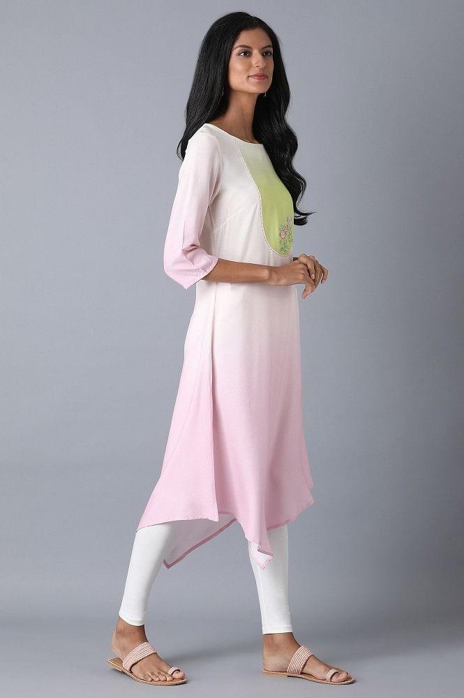 Bubblegum Pink Asymetric kurta - wforwoman
