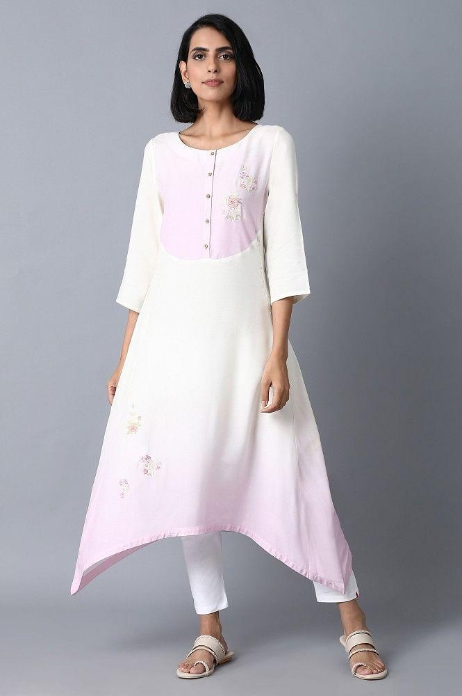Bubblegum Pink Side Dipped kurta - wforwoman