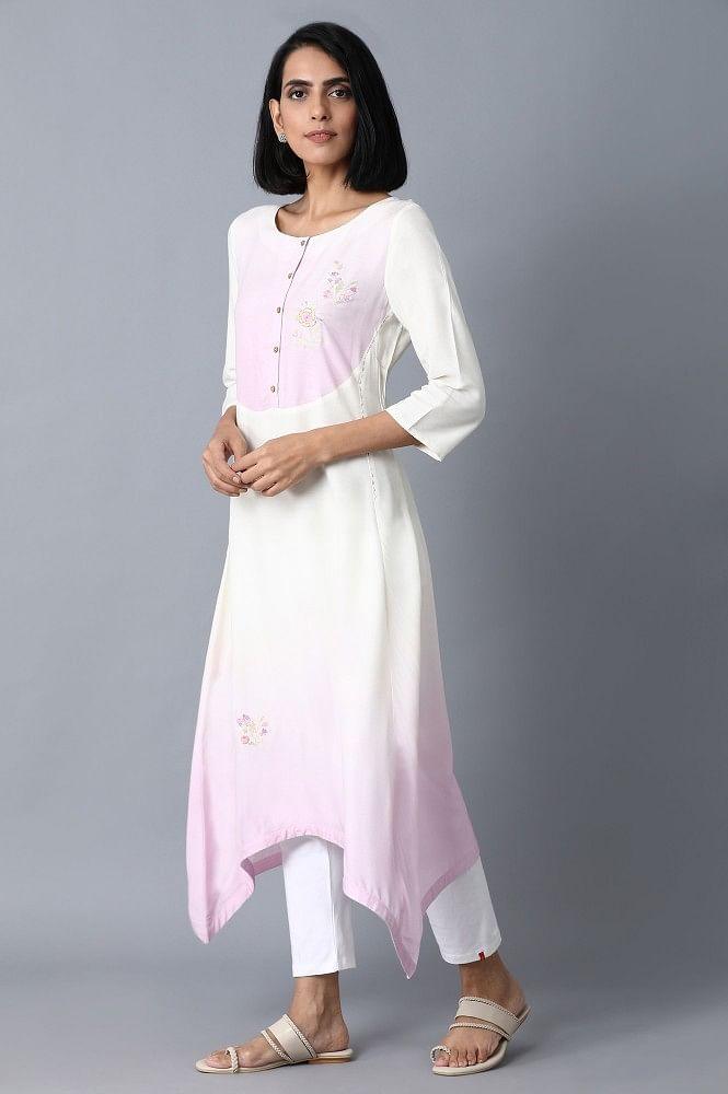 Bubblegum Pink Side Dipped kurta - wforwoman