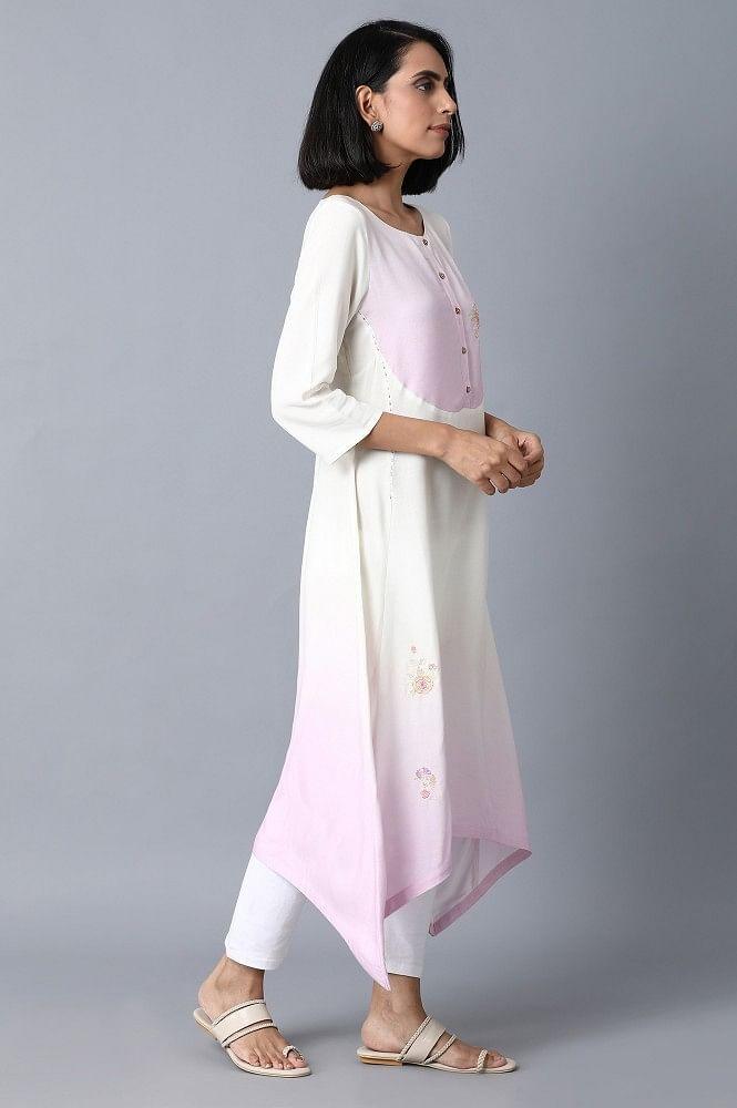 Bubblegum Pink Side Dipped kurta - wforwoman