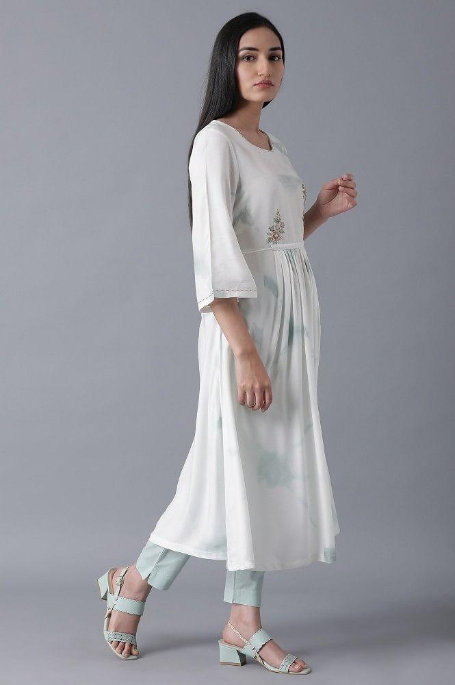 Tie-Dye Blue Gathered Dress - wforwoman