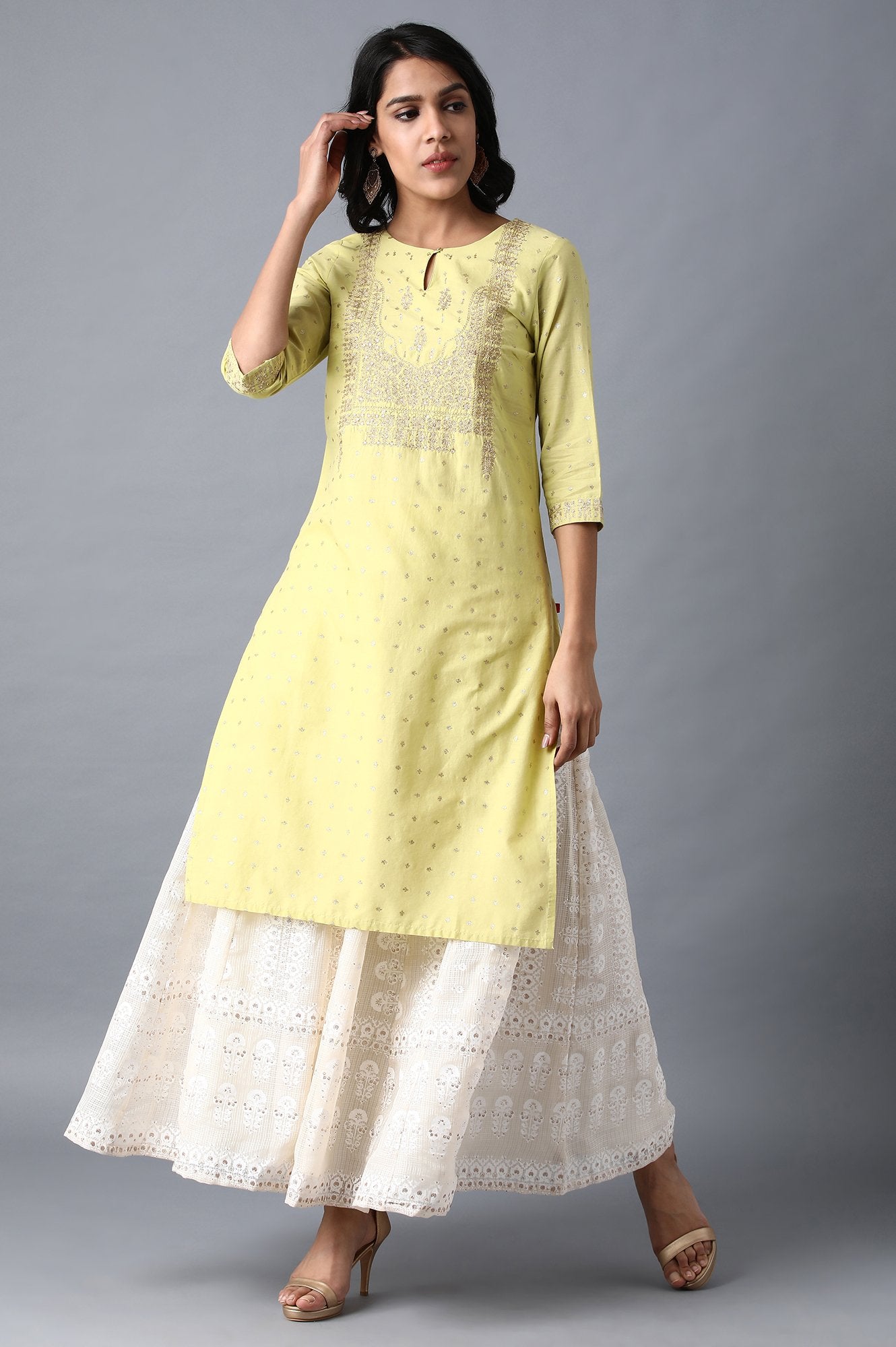 White Printed Layered Skirt