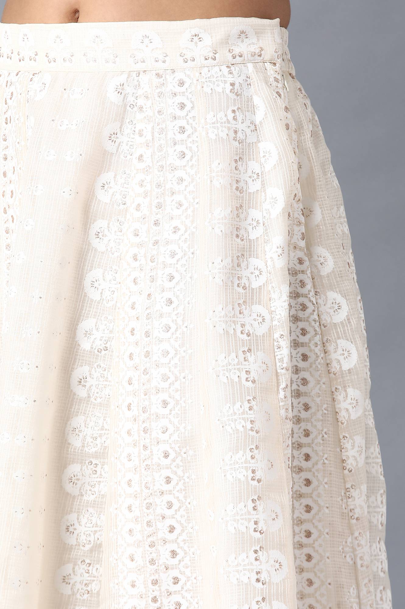 White Printed Layered Skirt