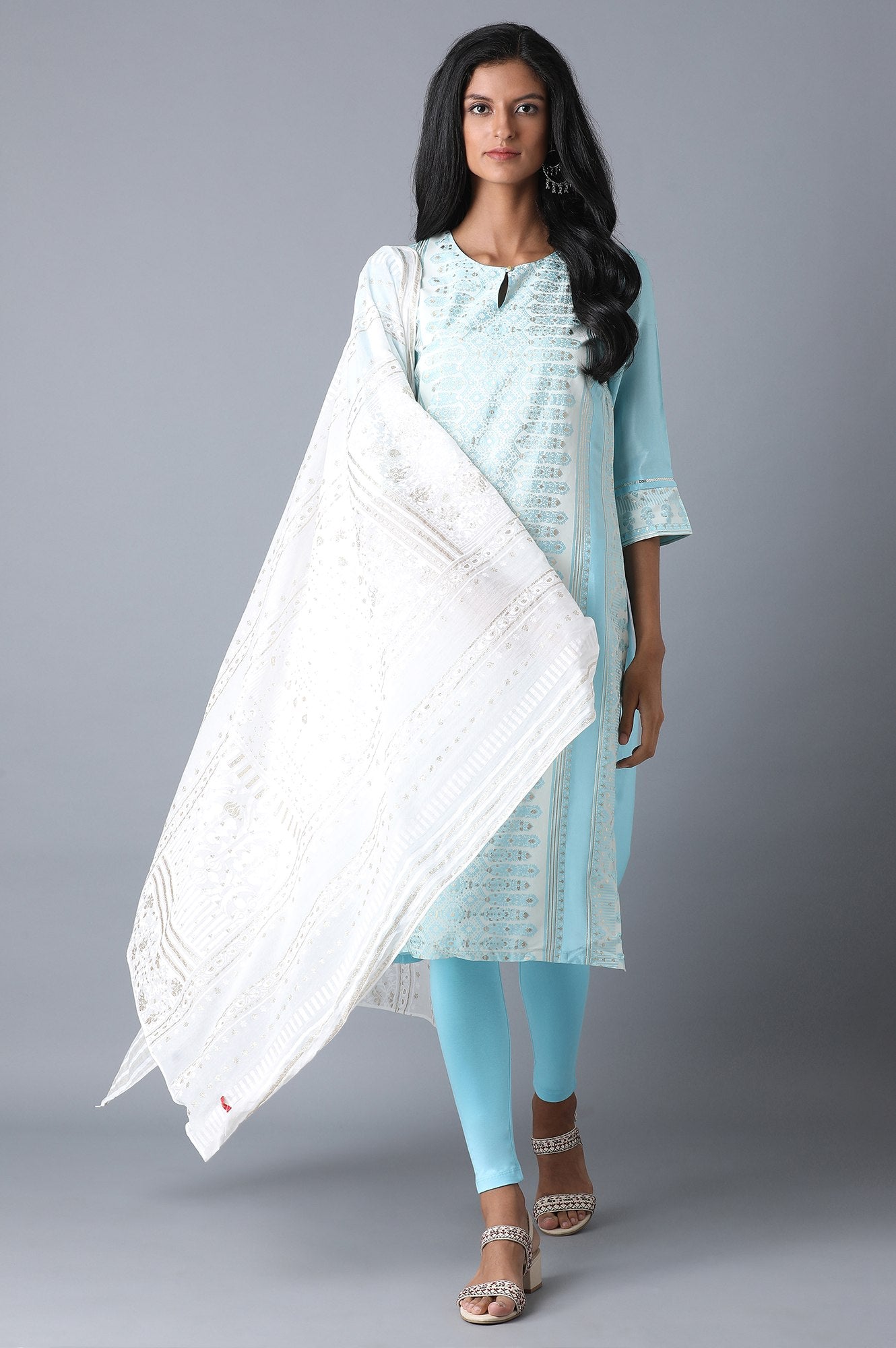 Blue Ankle Length Tights