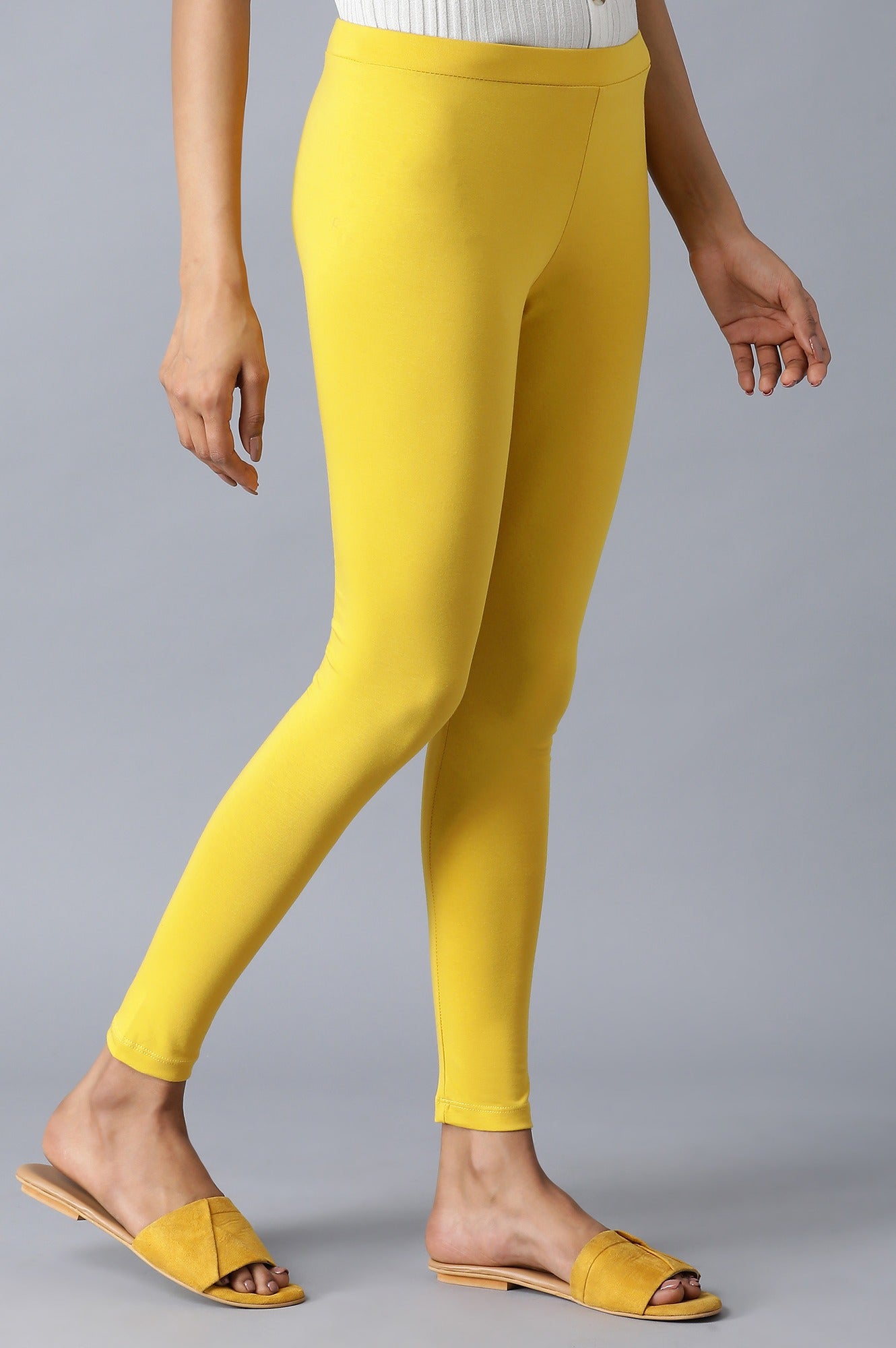 Yellow Slim Fit Jersey Tights