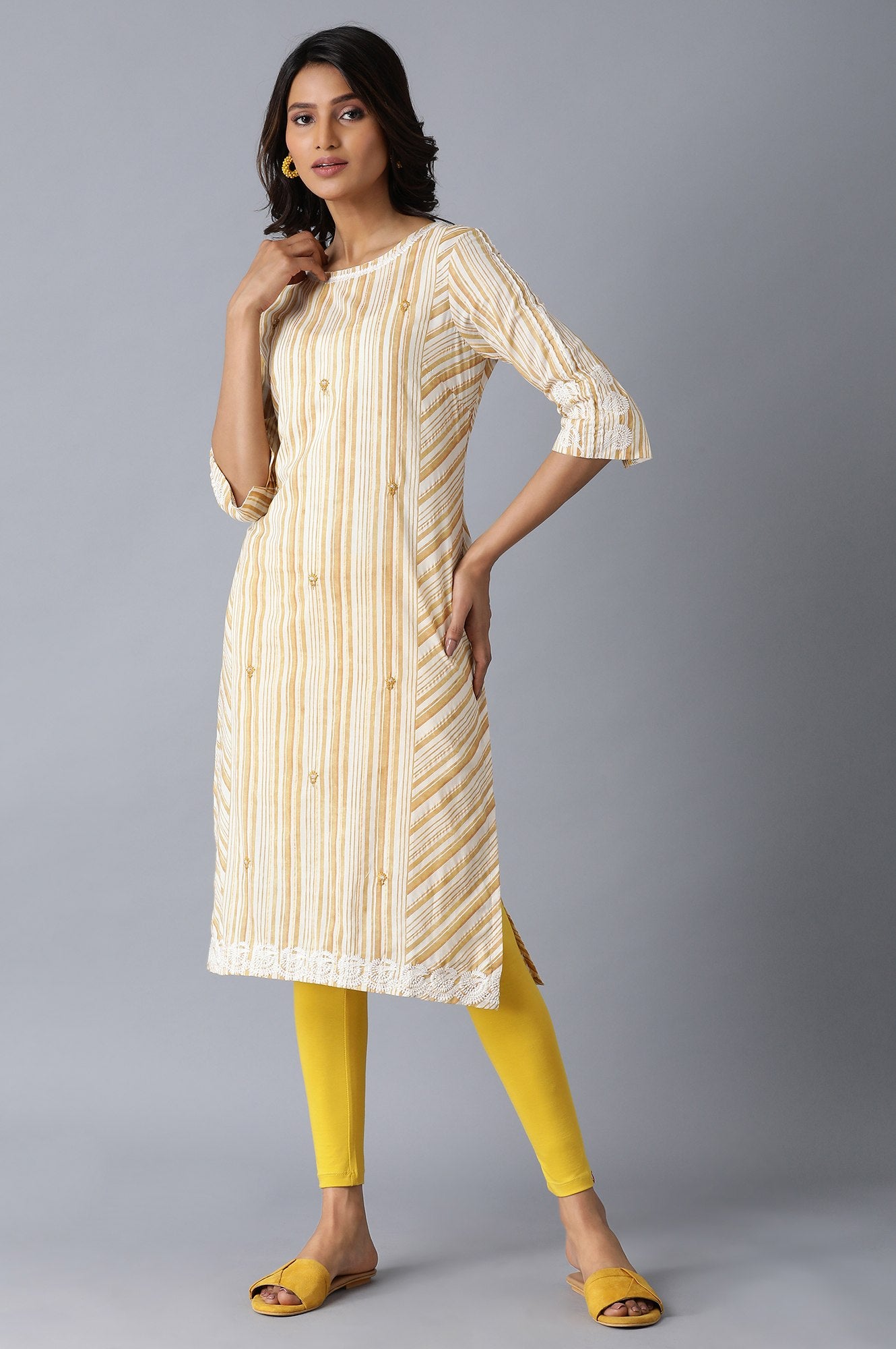 Yellow Slim Fit Jersey Tights