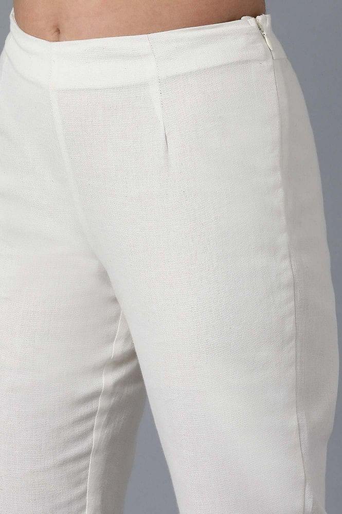 White Solid Pants - wforwoman