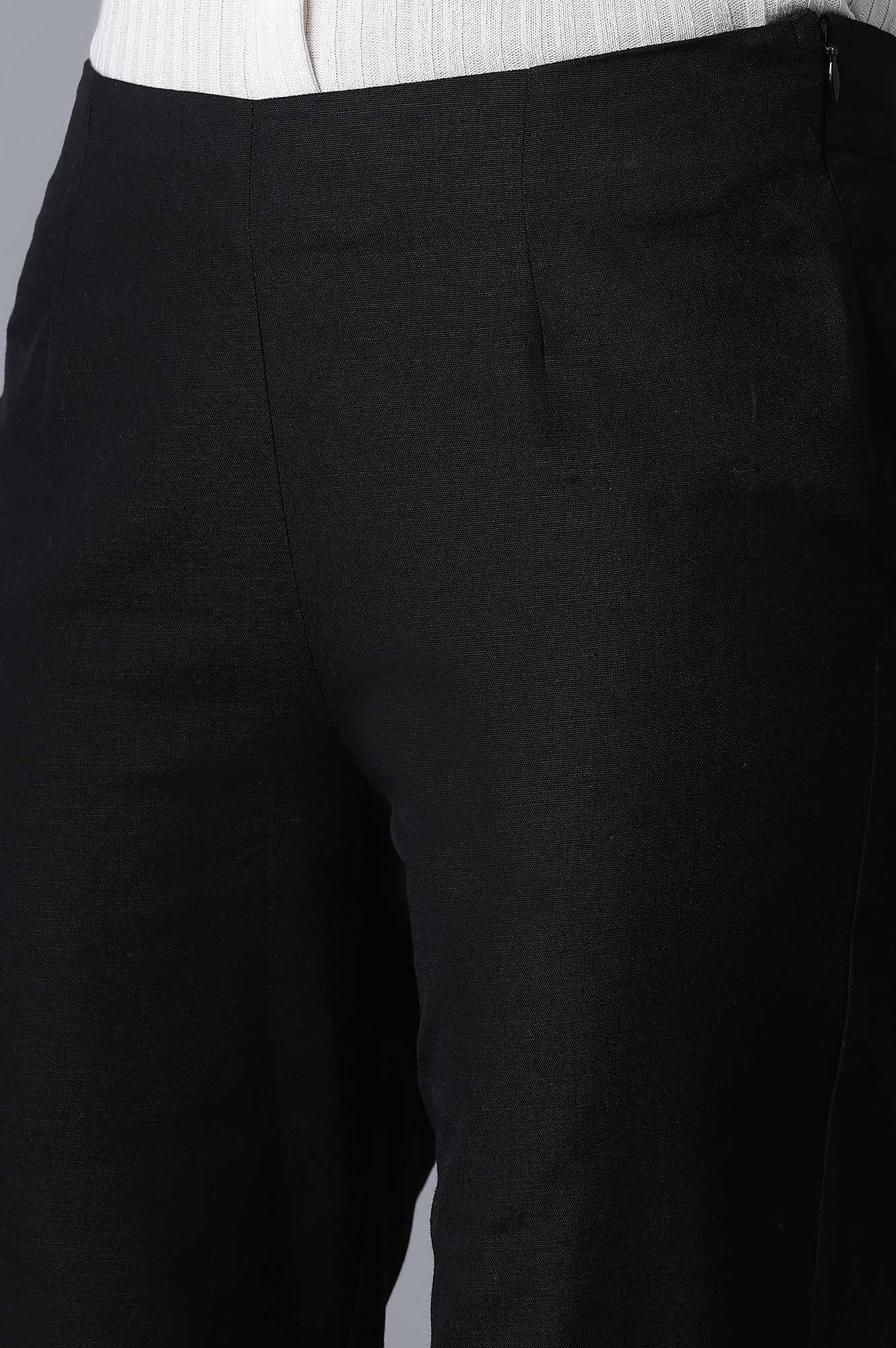 Jet Black Embroidered Slim Pants - wforwoman