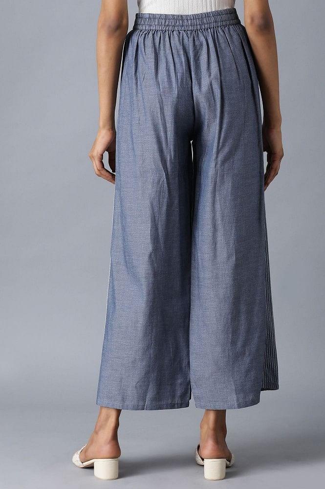 Blue Solid Trousers - wforwoman