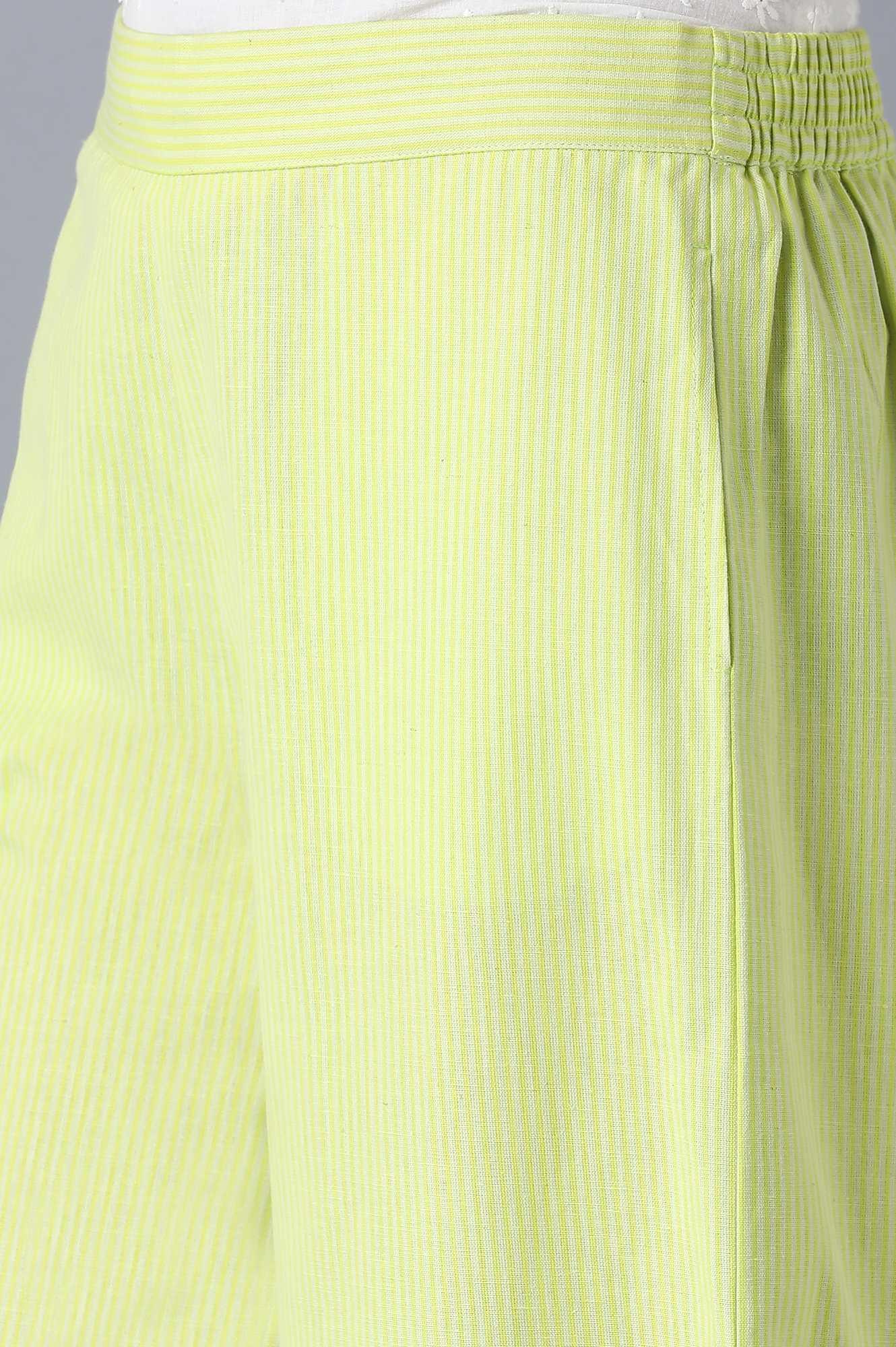 Lime Stripe Printed Parallel Pants - wforwoman